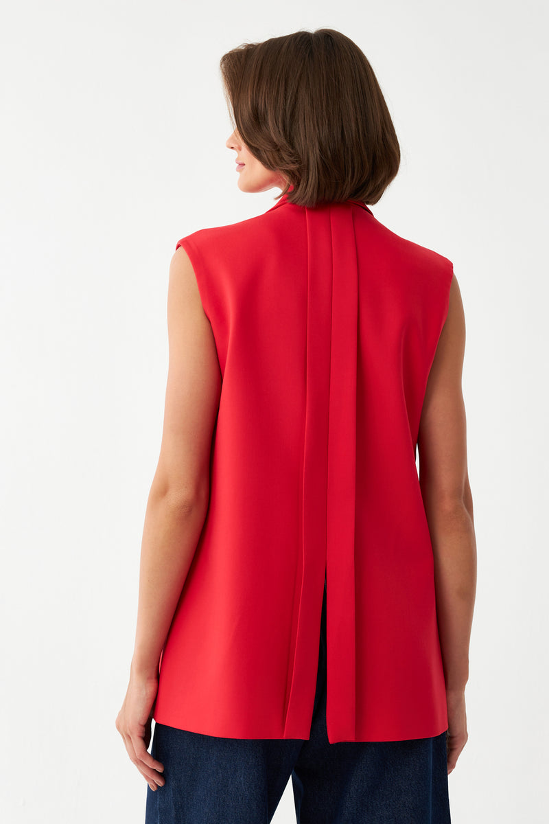 Kolsuz Kırmızı Blazer Yelek
