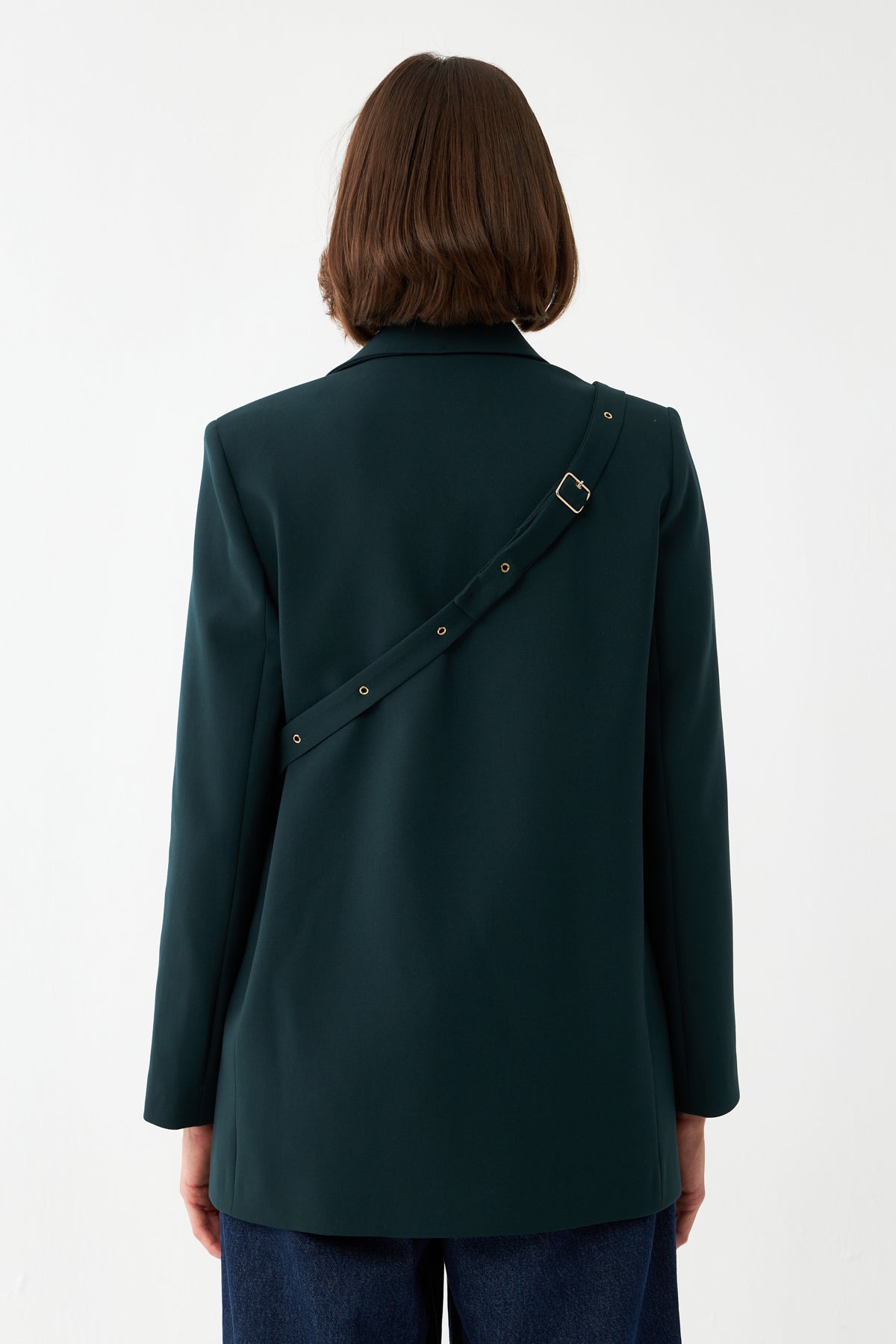 Düğme Detaylı Yeşil Blazer Ceket