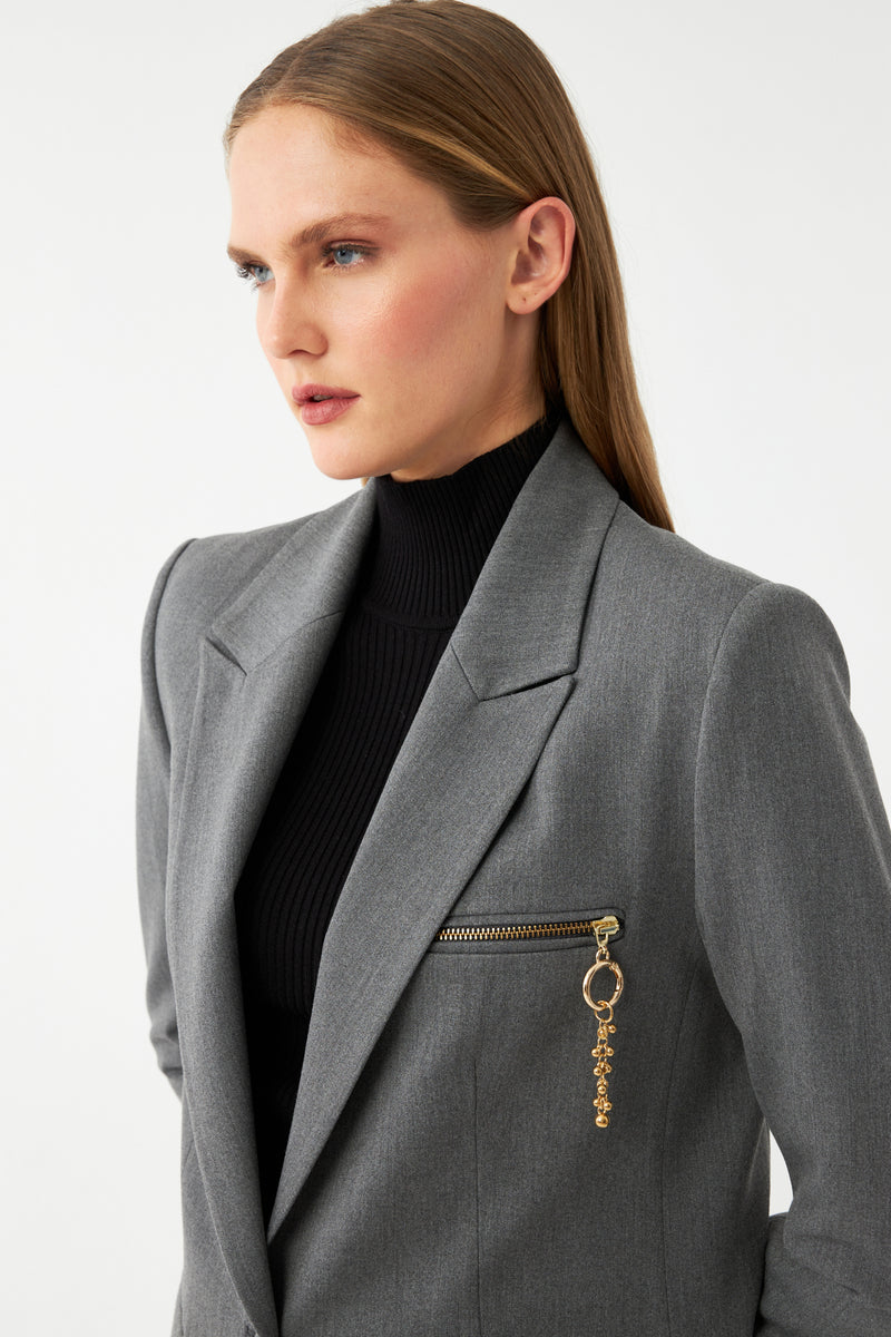 Fermuar Detaylı Blazer Ceket