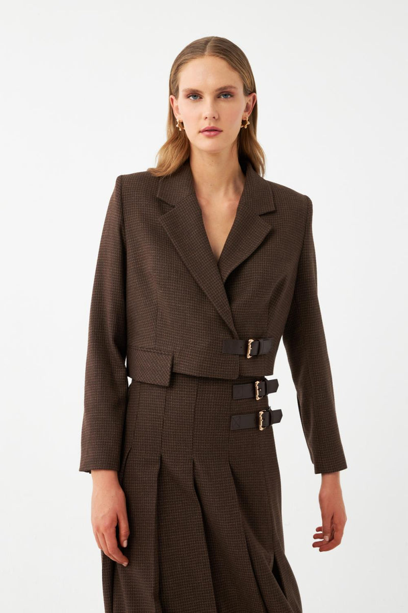 Kruvaze Kısa Blazer Ceket