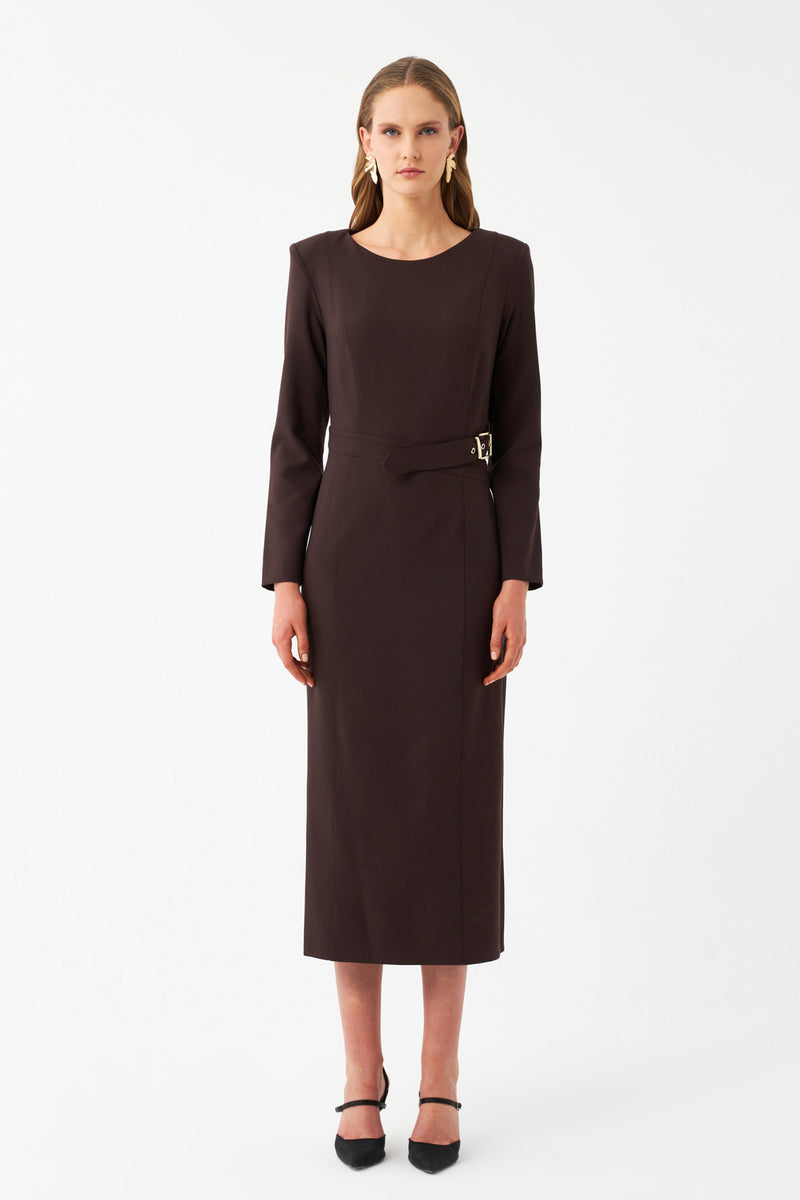 Kuşak Detaylı Maxi Elbise