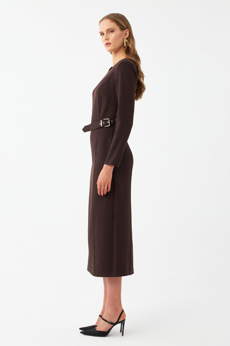 Kuşak Detaylı Maxi Elbise