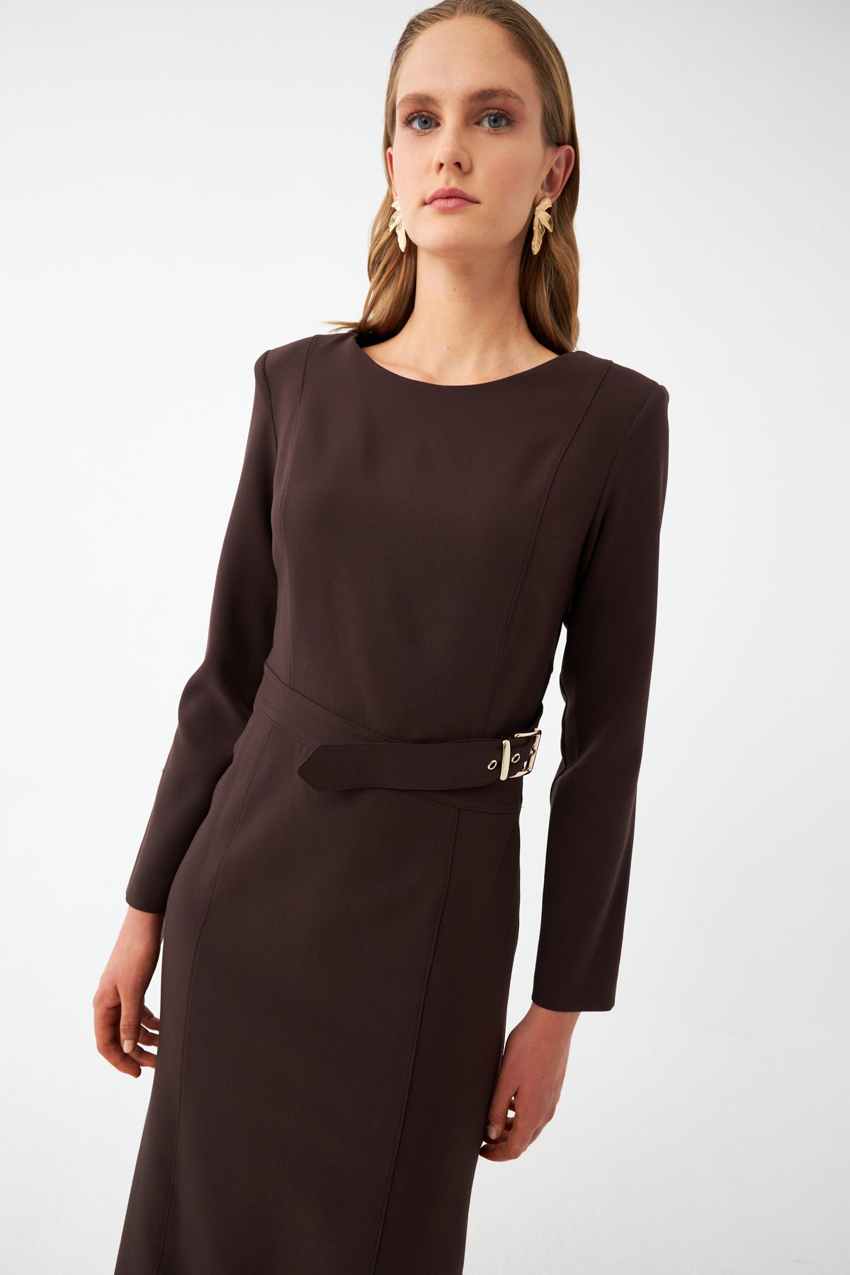 Kuşak Detaylı Maxi Elbise