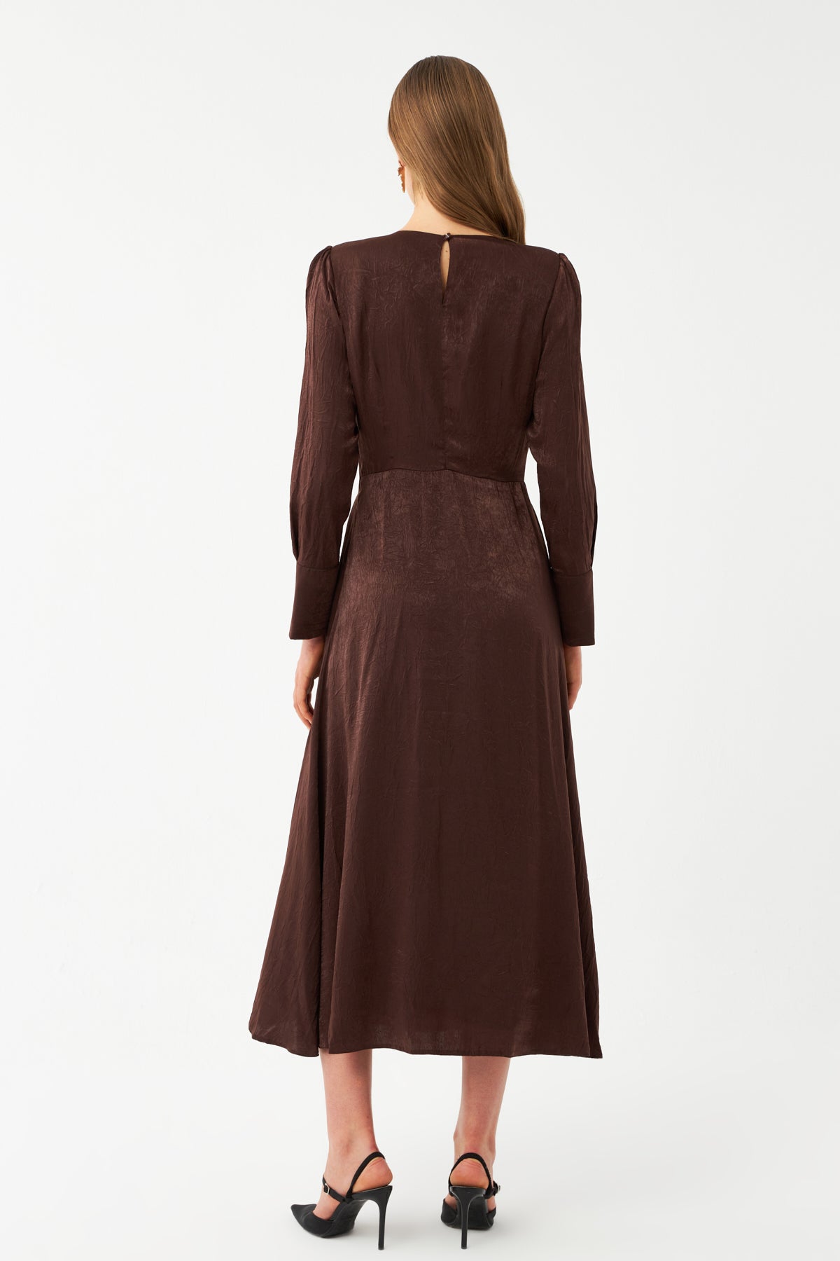 Fiyonk Detaylı Midi Elbise