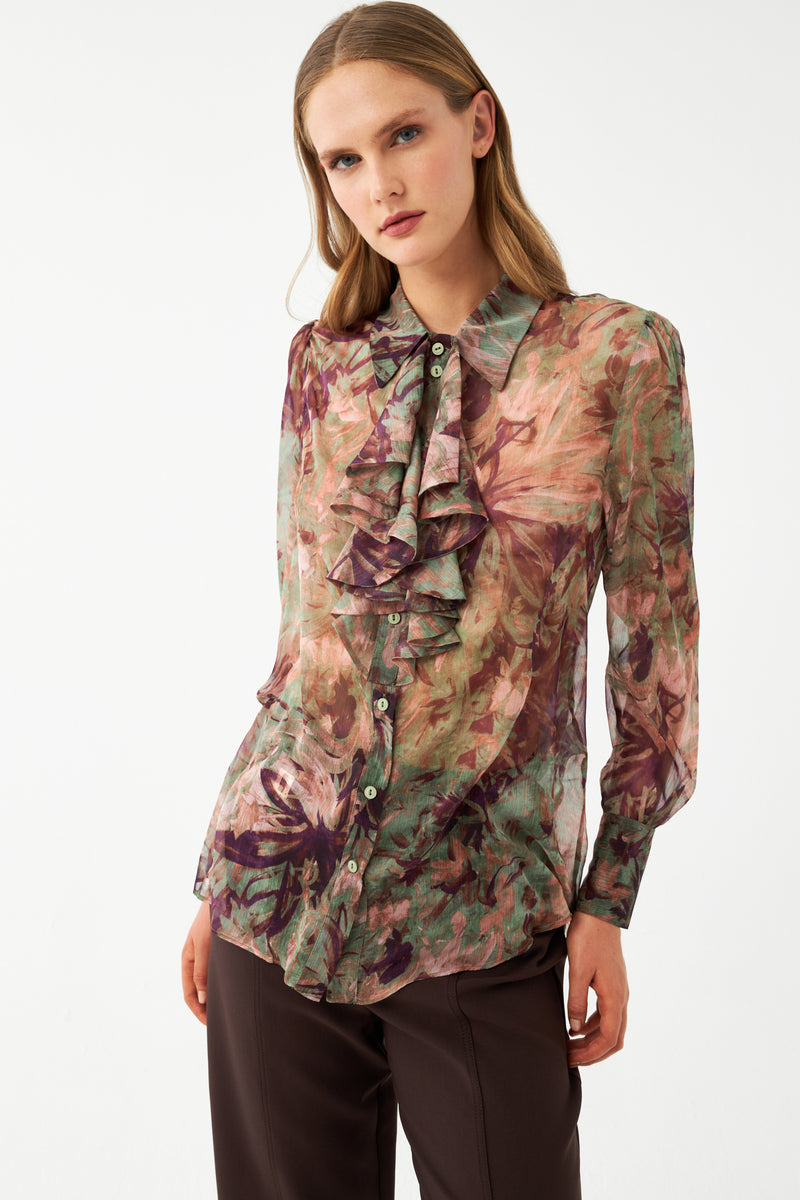 Kadın Çiçek Desenli Şifon Bluz
