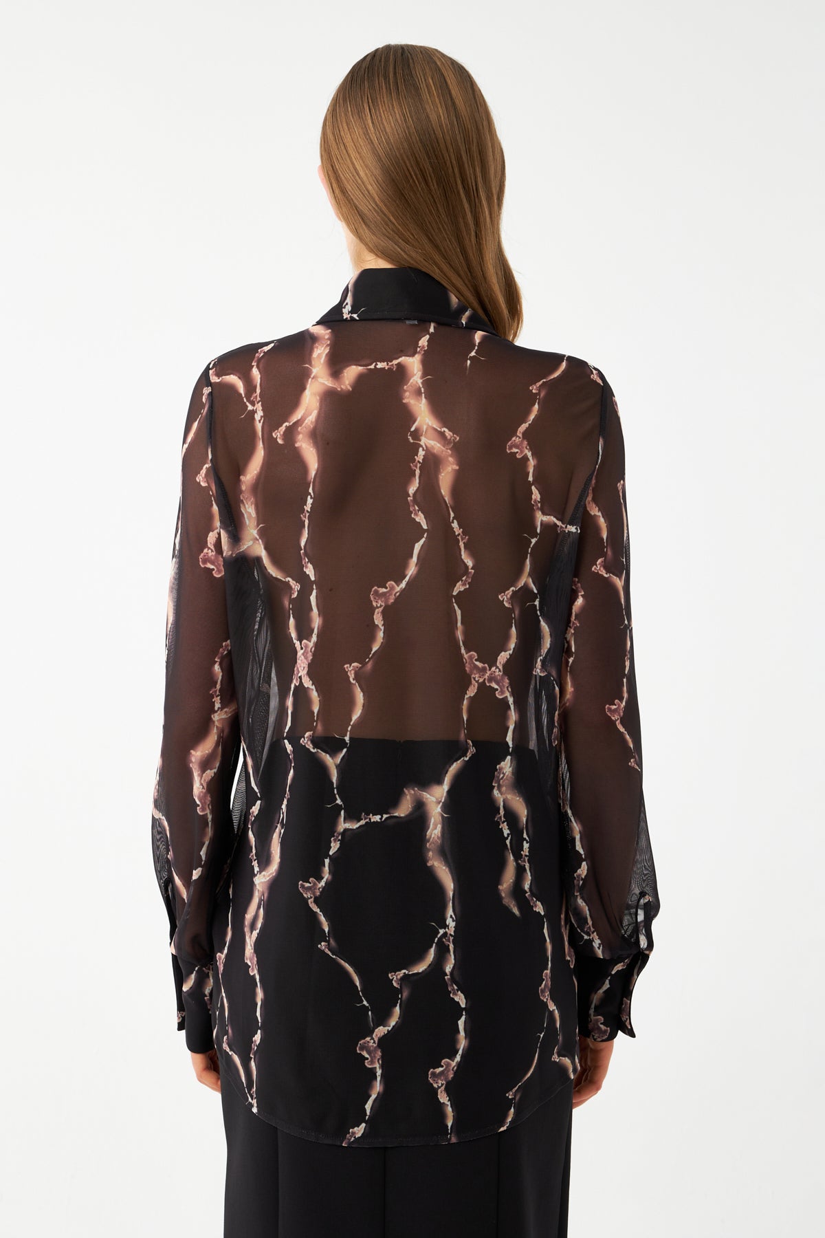 Transparan Şifon Kollu Bluz