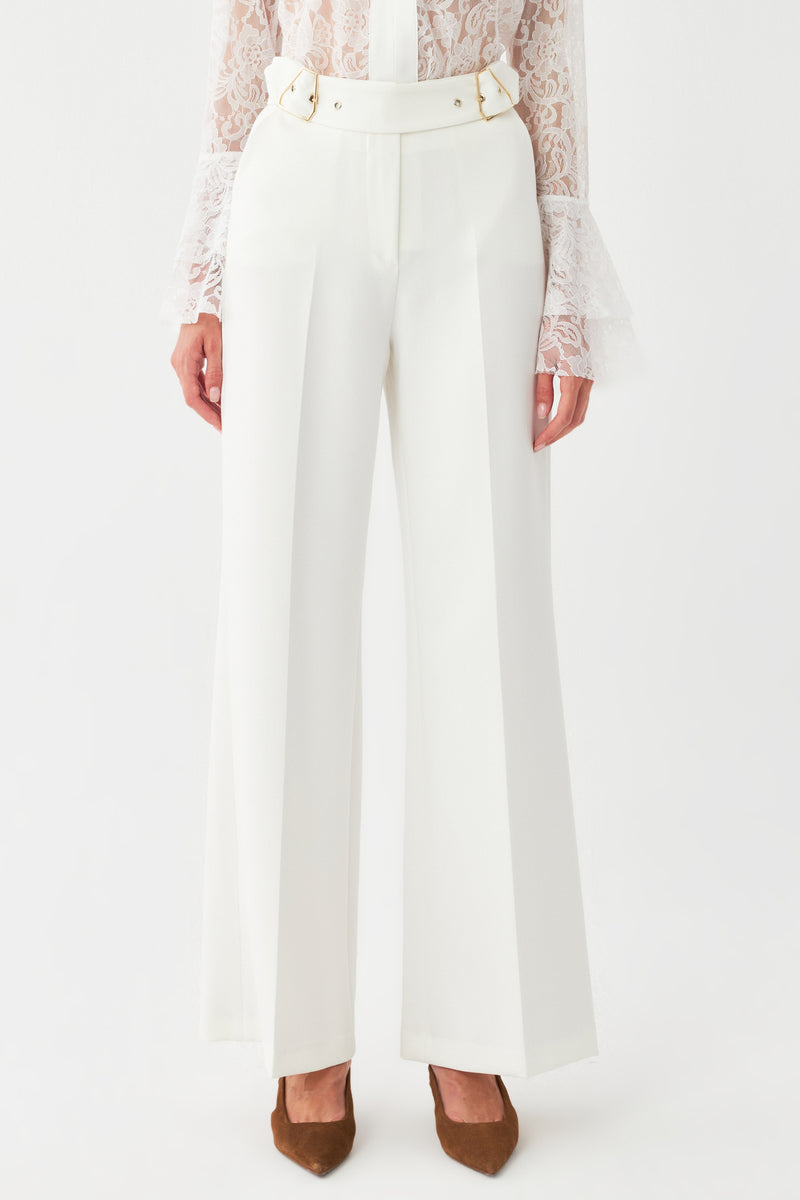 Çift Tokalı Yüksek Bel Pantolon