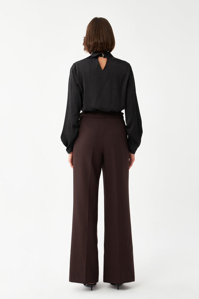 Çift Tokalı Yüksek Bel Pantolon