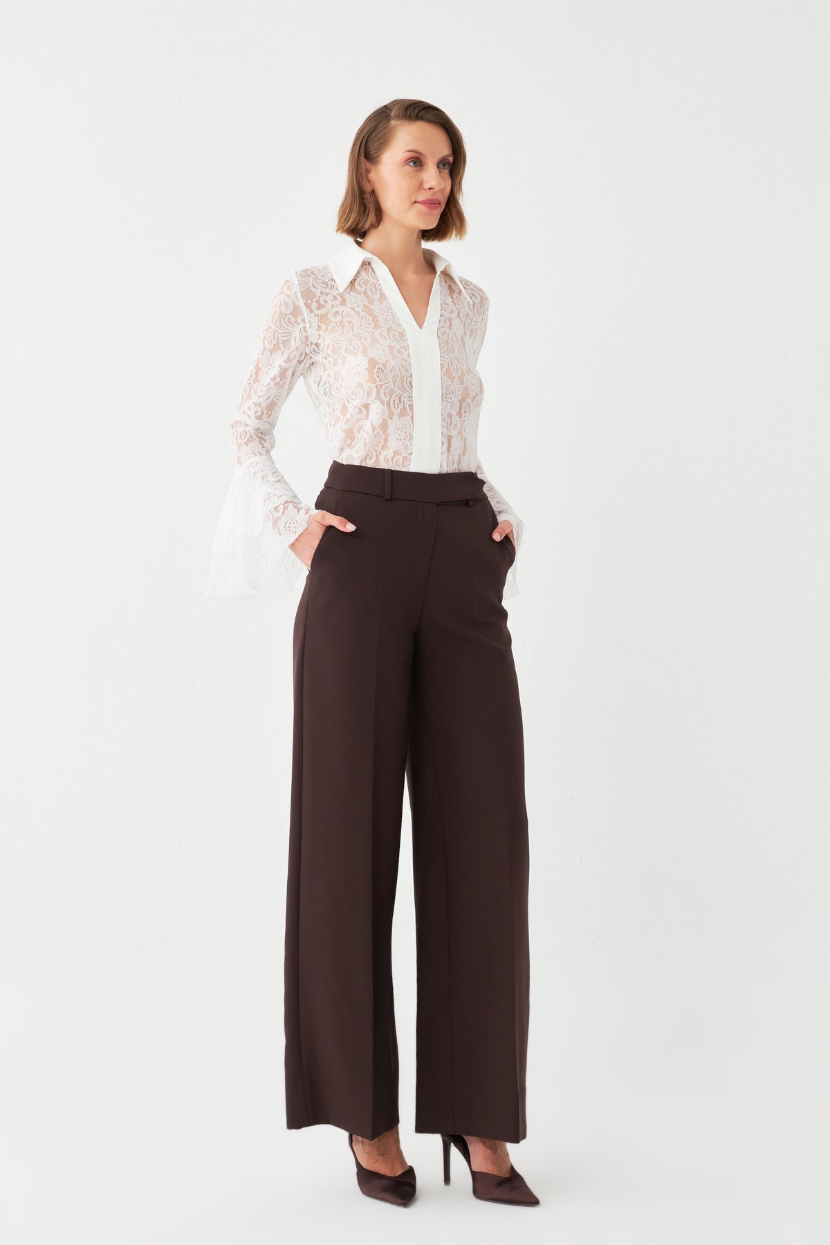 Yüksek Bel Geniş Paça Pantolon