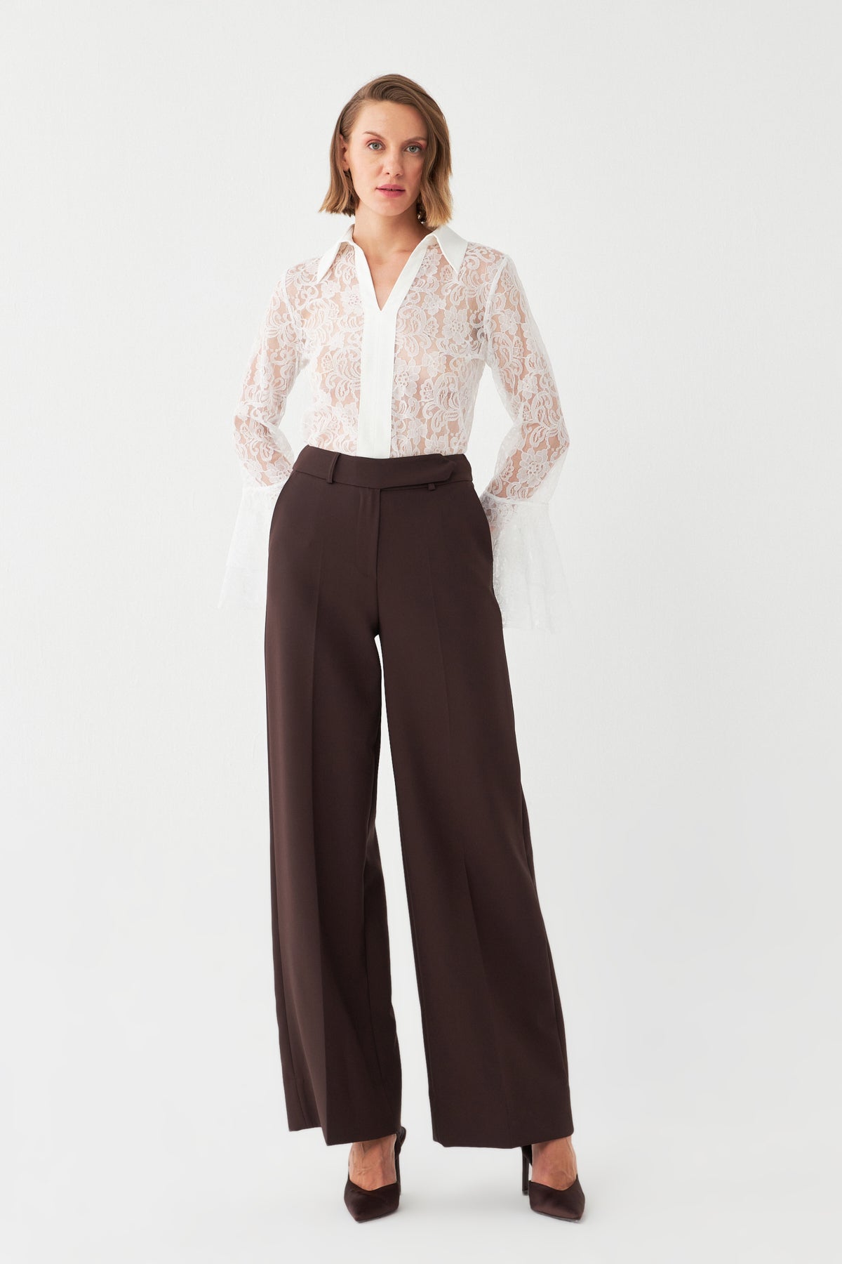 Yüksek Bel Geniş Paça Pantolon