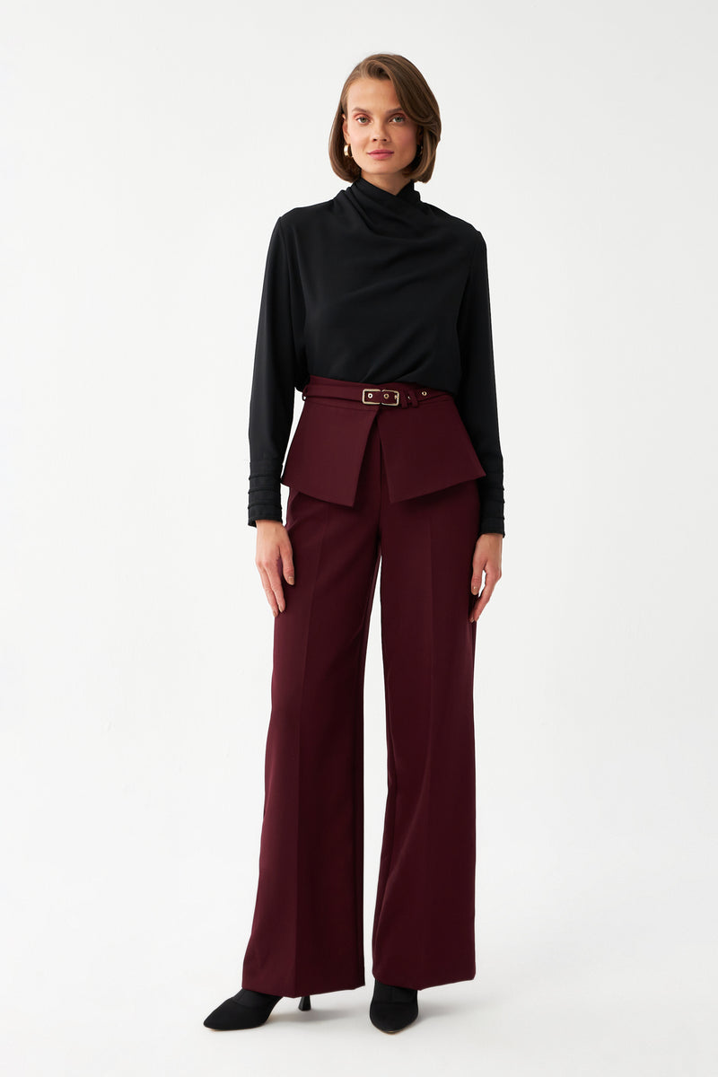 Kuşak Detaylı Palazzo Pantolon