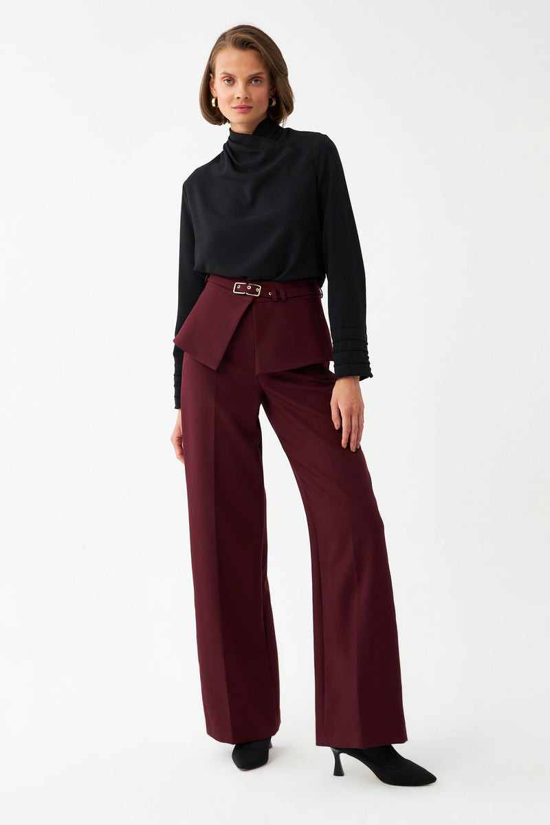 Kuşak Detaylı Palazzo Pantolon