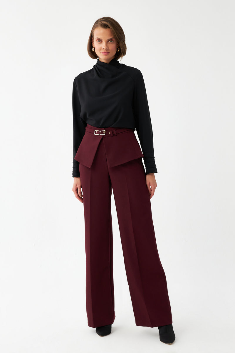 Kuşak Detaylı Palazzo Pantolon