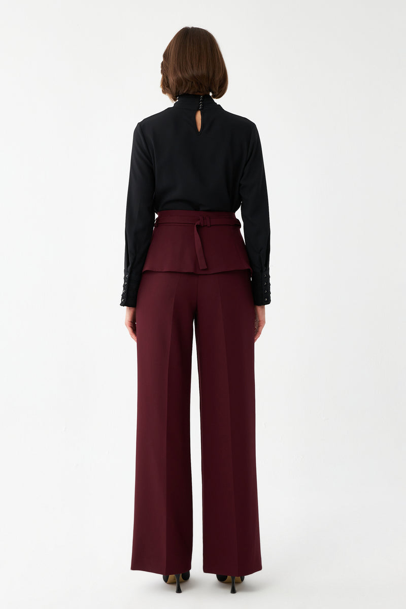 Kuşak Detaylı Palazzo Pantolon