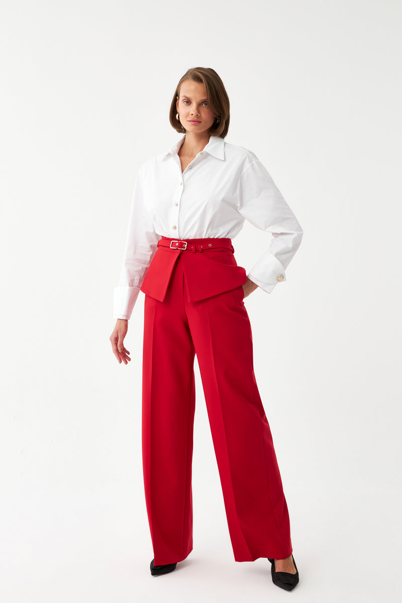 Kuşak Detaylı Palazzo Pantolon