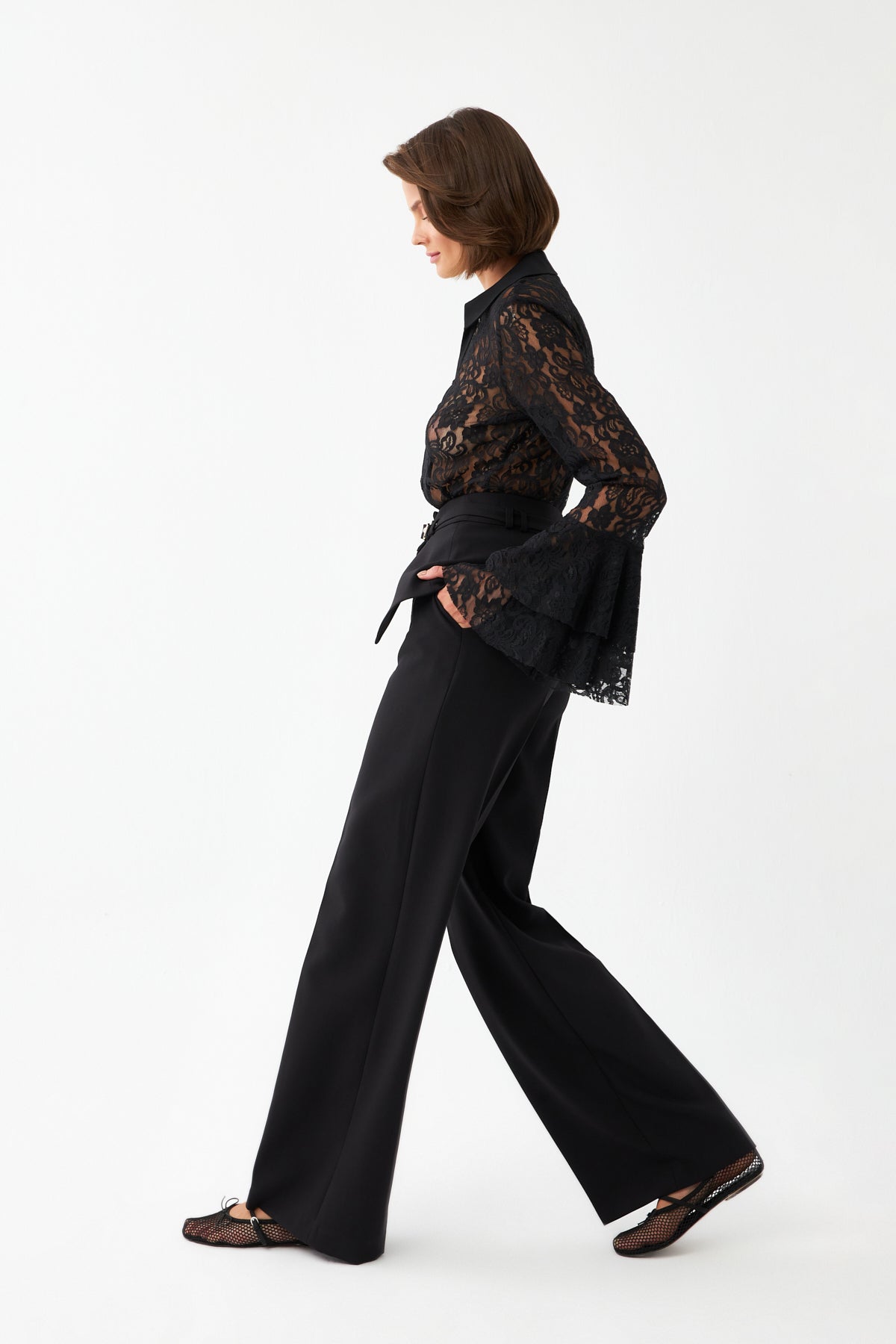 Kuşak Detaylı Palazzo Pantolon