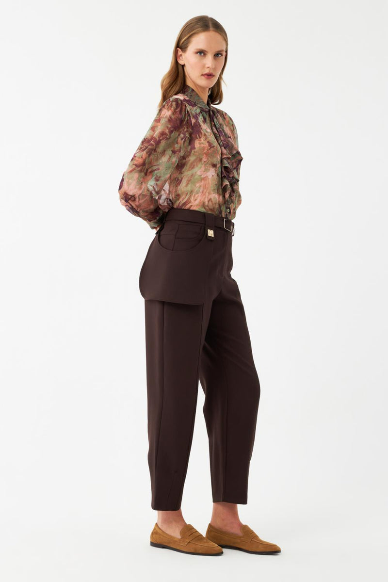 Kemerli Düz Paça Pantolon