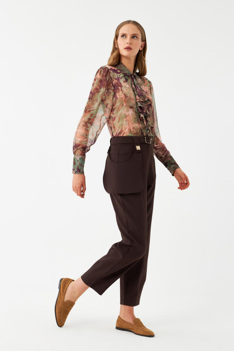 Kemerli Düz Paça Pantolon