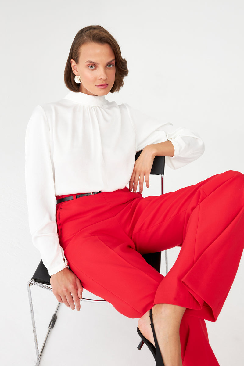 Dikiş Detaylı Kemerli Pantolon