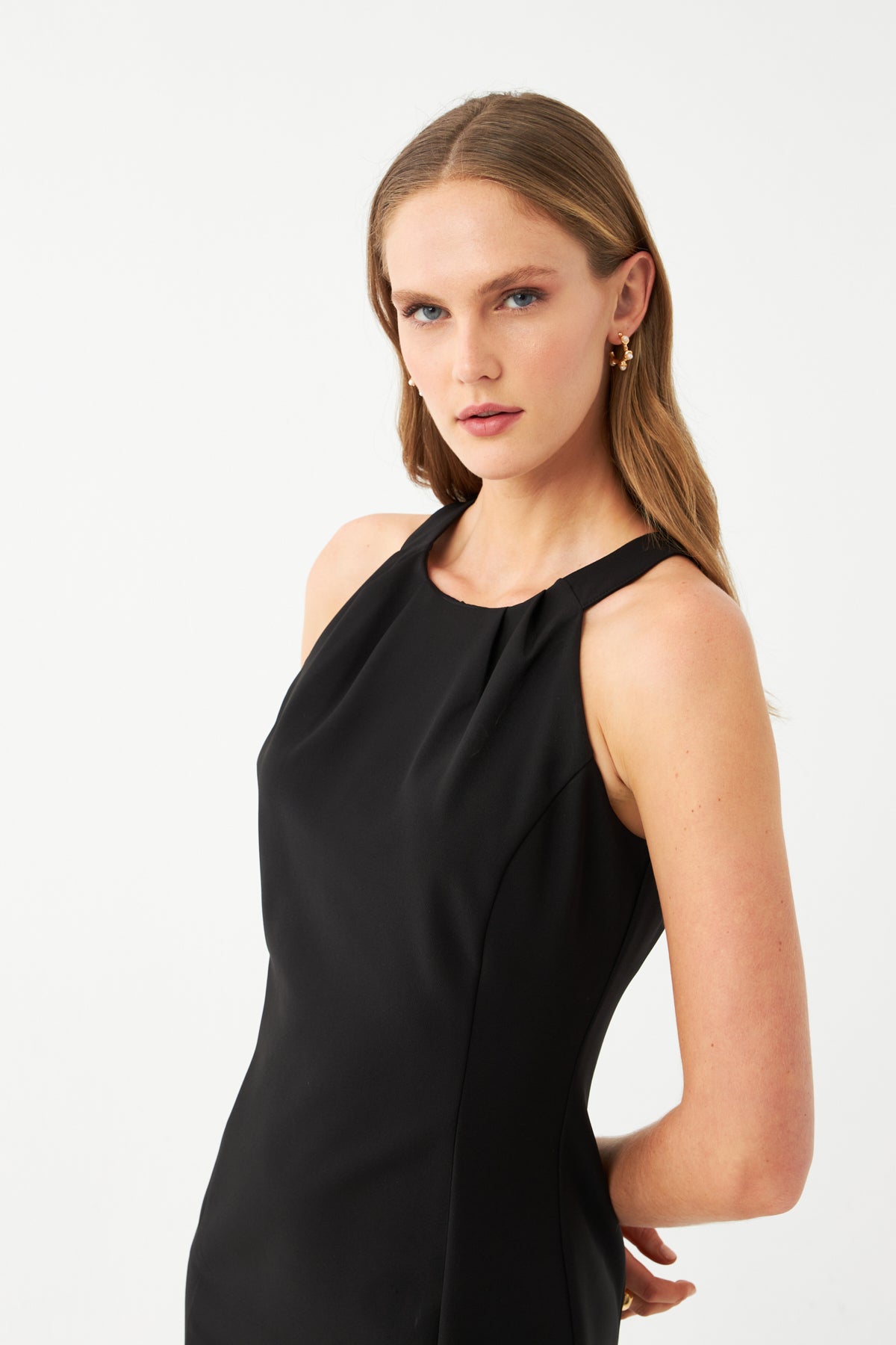 Kadın Siyah Halter Yaka Mini Elbise