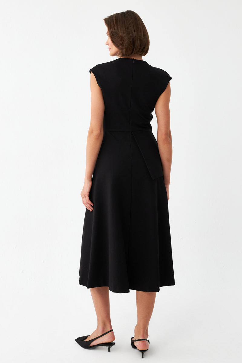 Aksesuar Mixli Midi Elbise SİYAH