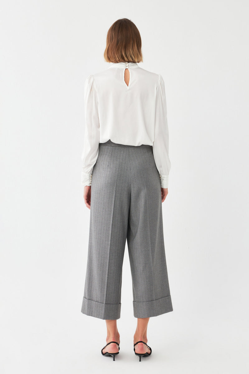 Çizgili Pileli Palazzo Pantolon