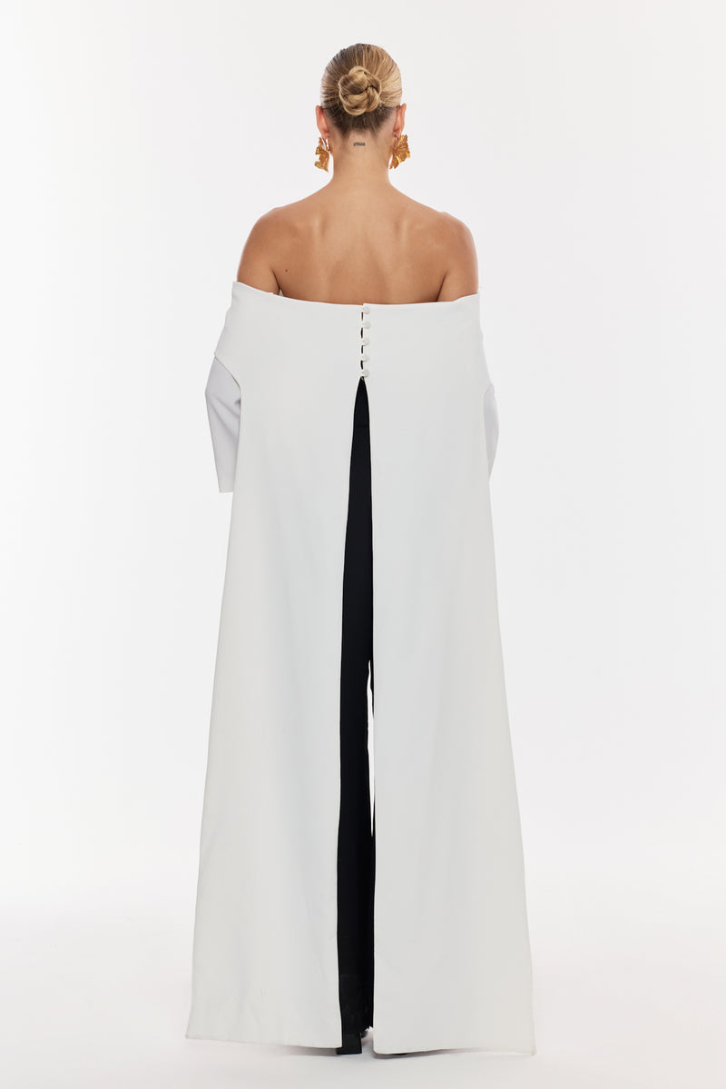 Straplez Siyah Beyaz Drapeli Elbise