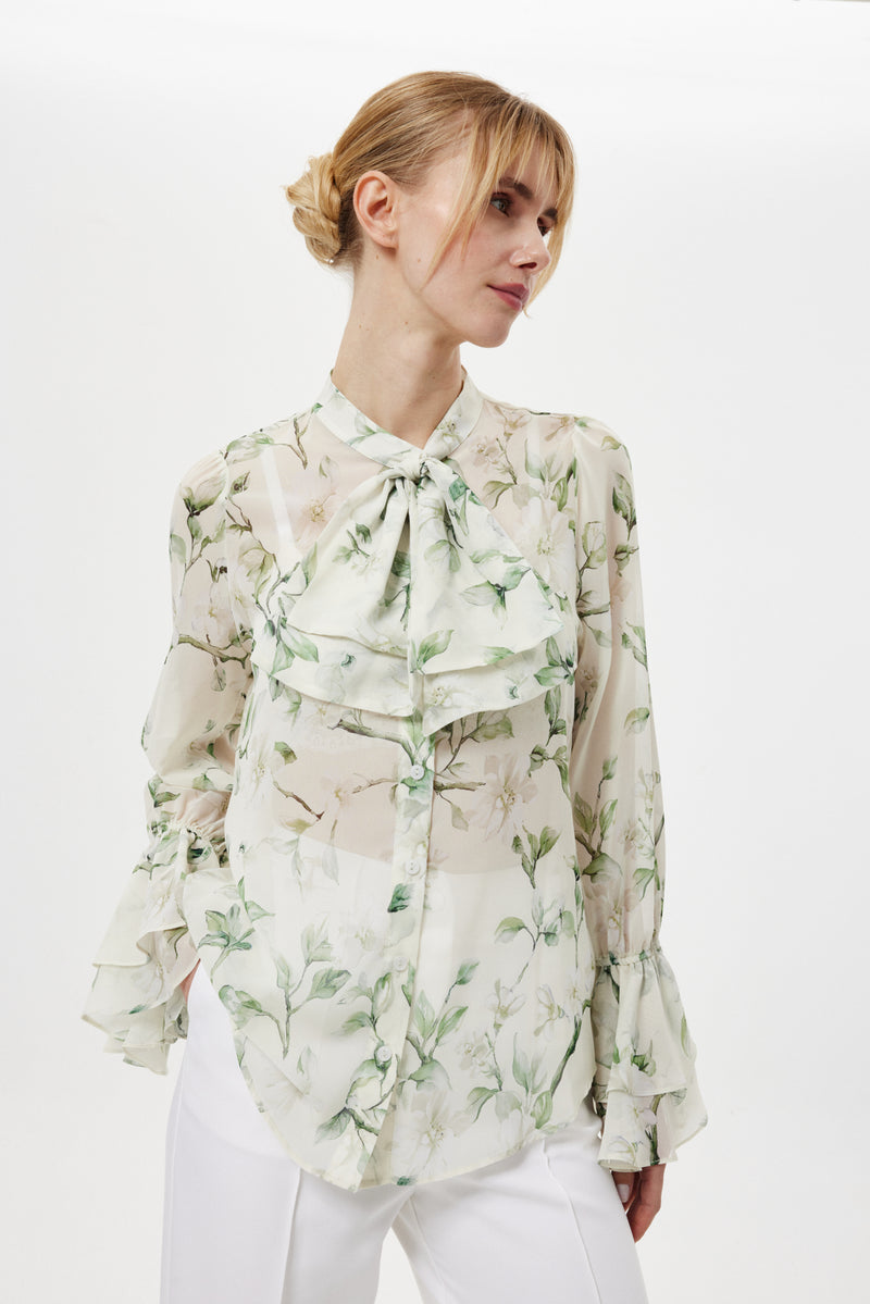 Transparan Fırfırlı Bluz