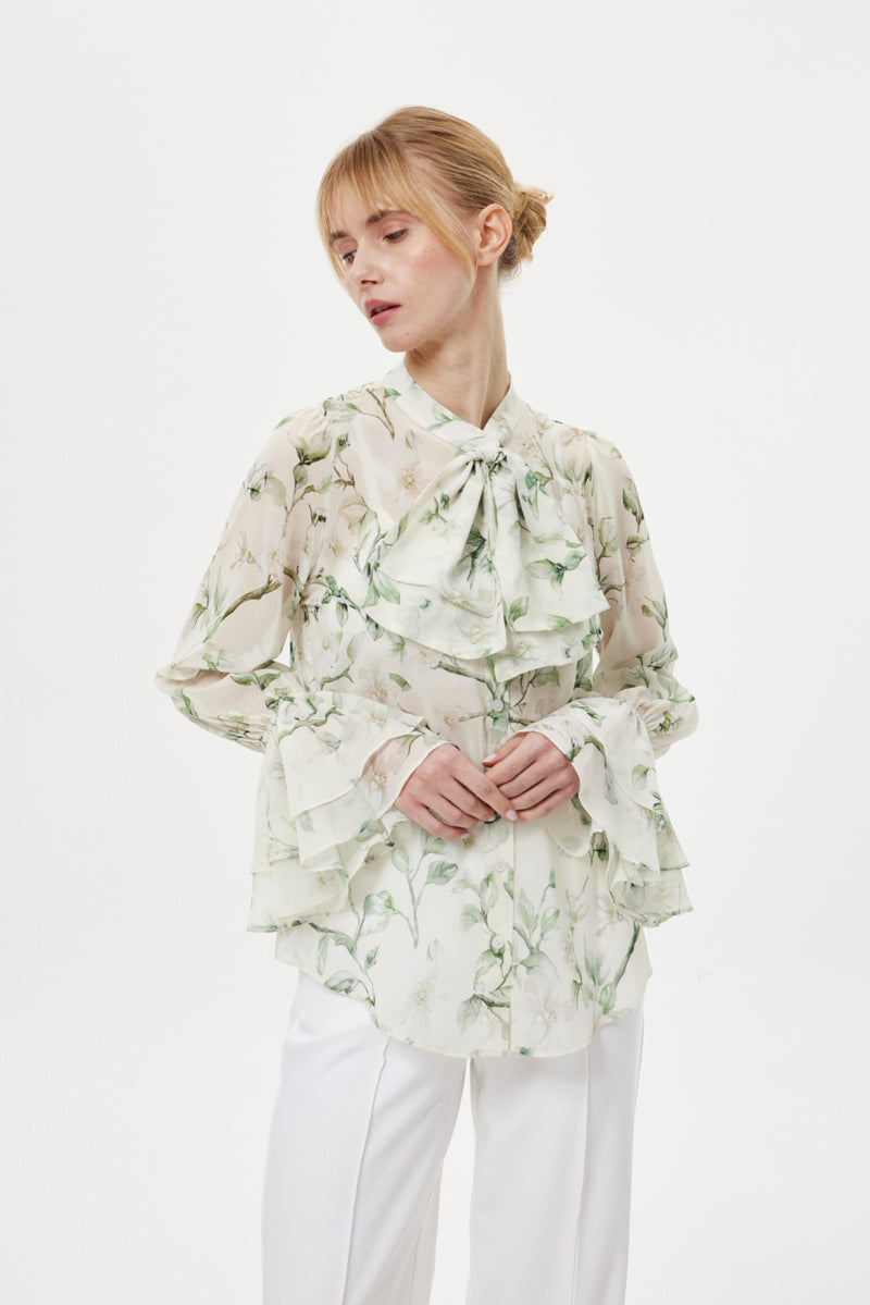 Transparan Fırfırlı Bluz