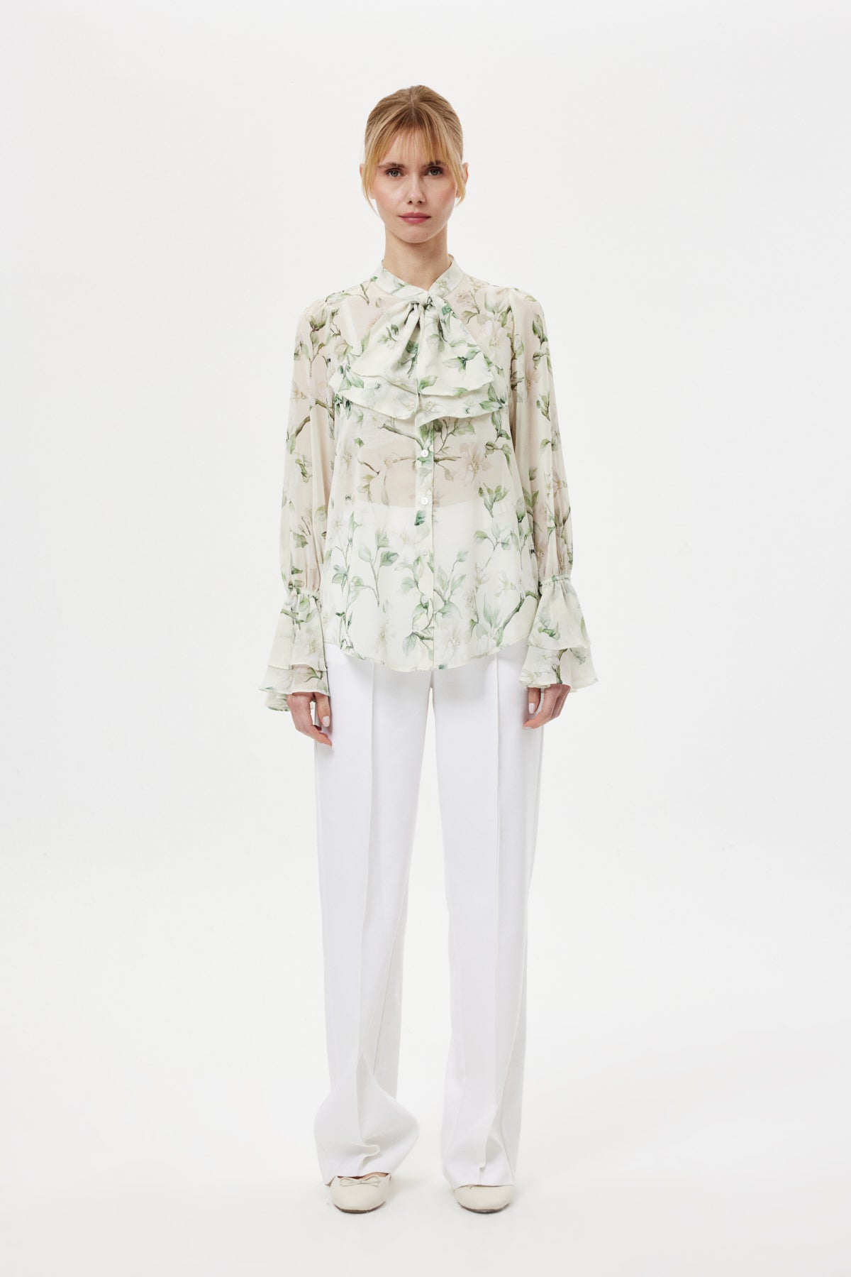 Transparan Fırfırlı Bluz