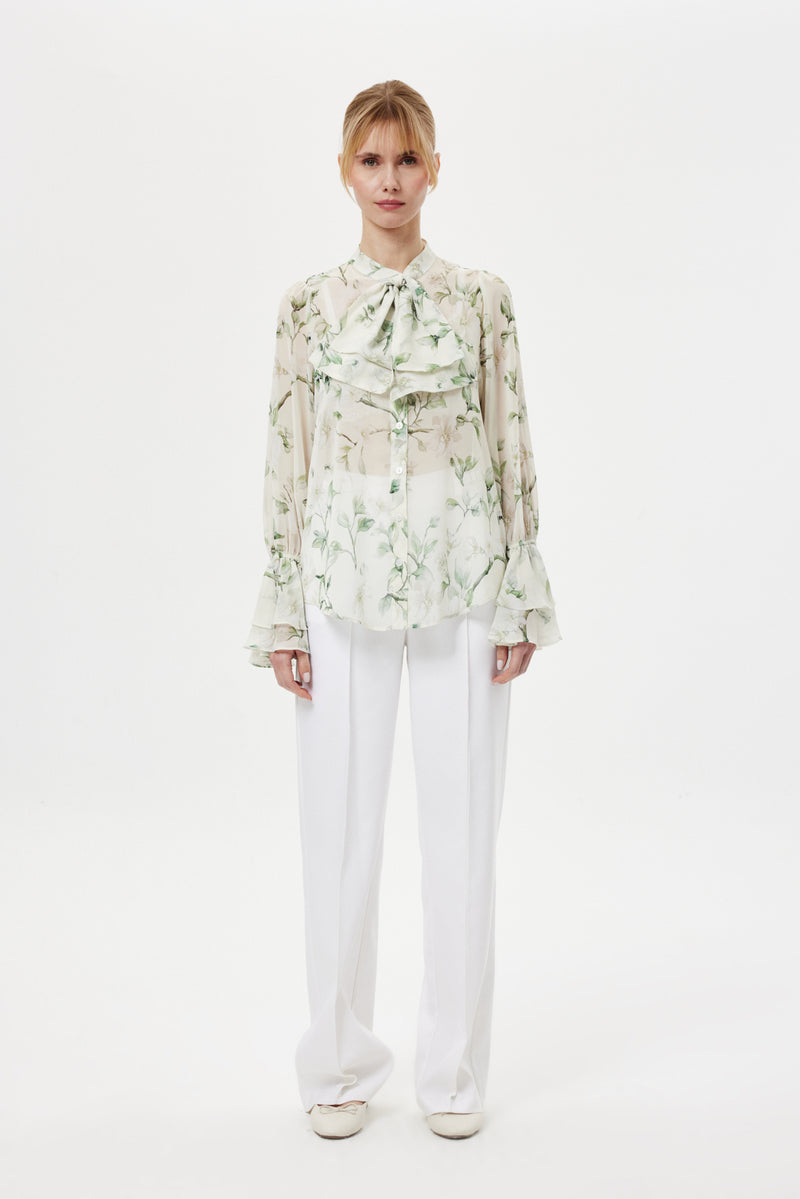 Transparan Fırfırlı Bluz