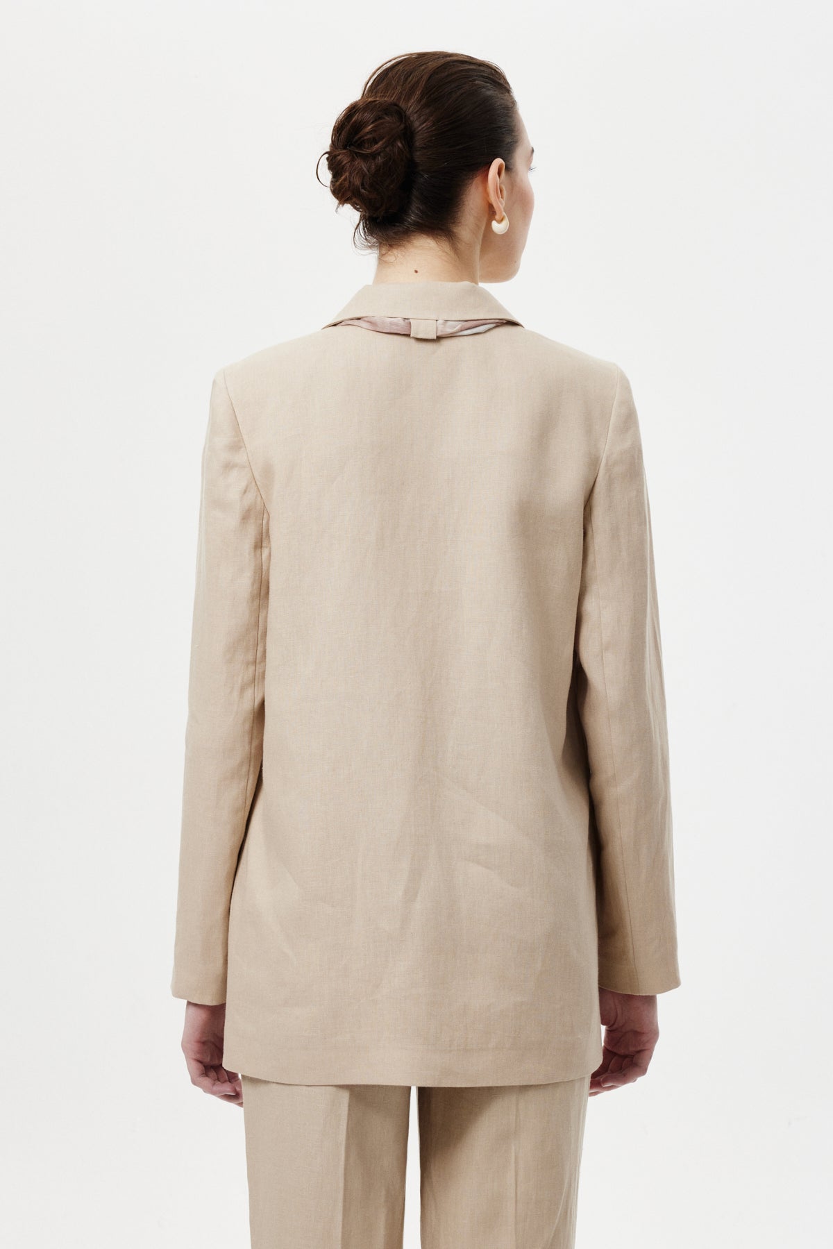 Fularlı Blazer Ceket Bej