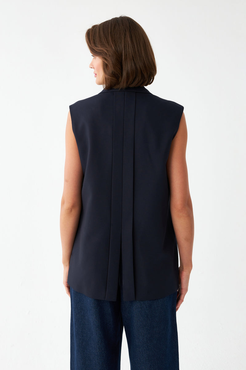 Kolsuz Lacivert Blazer Yelek