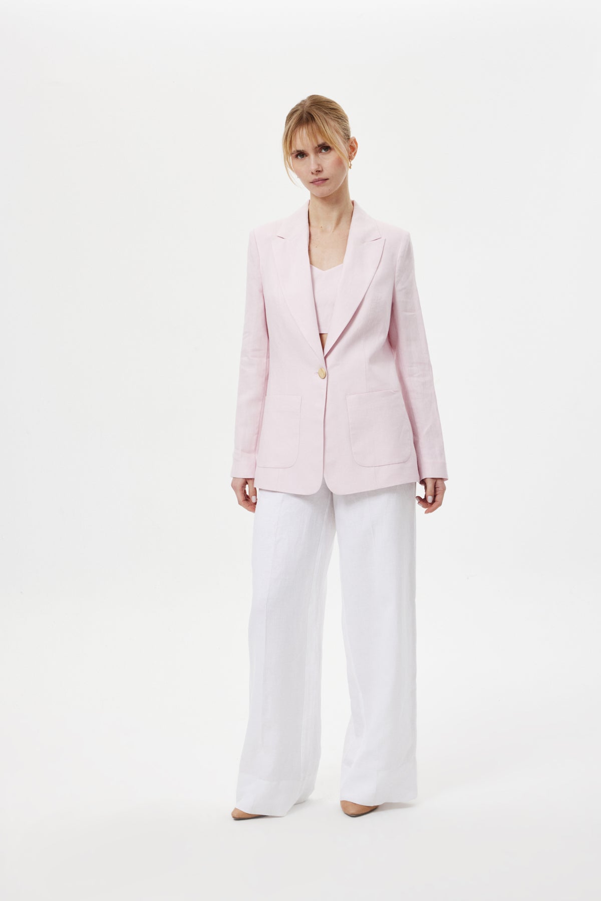 Keten Blazer Ceket PUDRA
