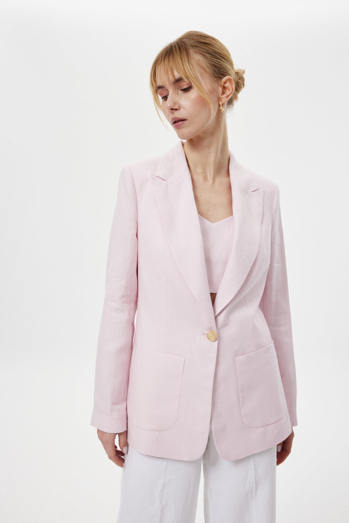 Keten Blazer Ceket PUDRA