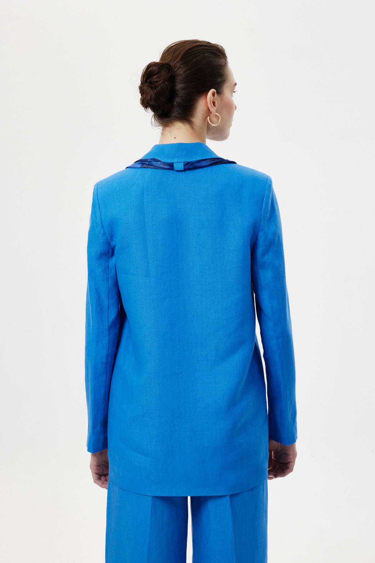 Fularlı Blazer Ceket Saks