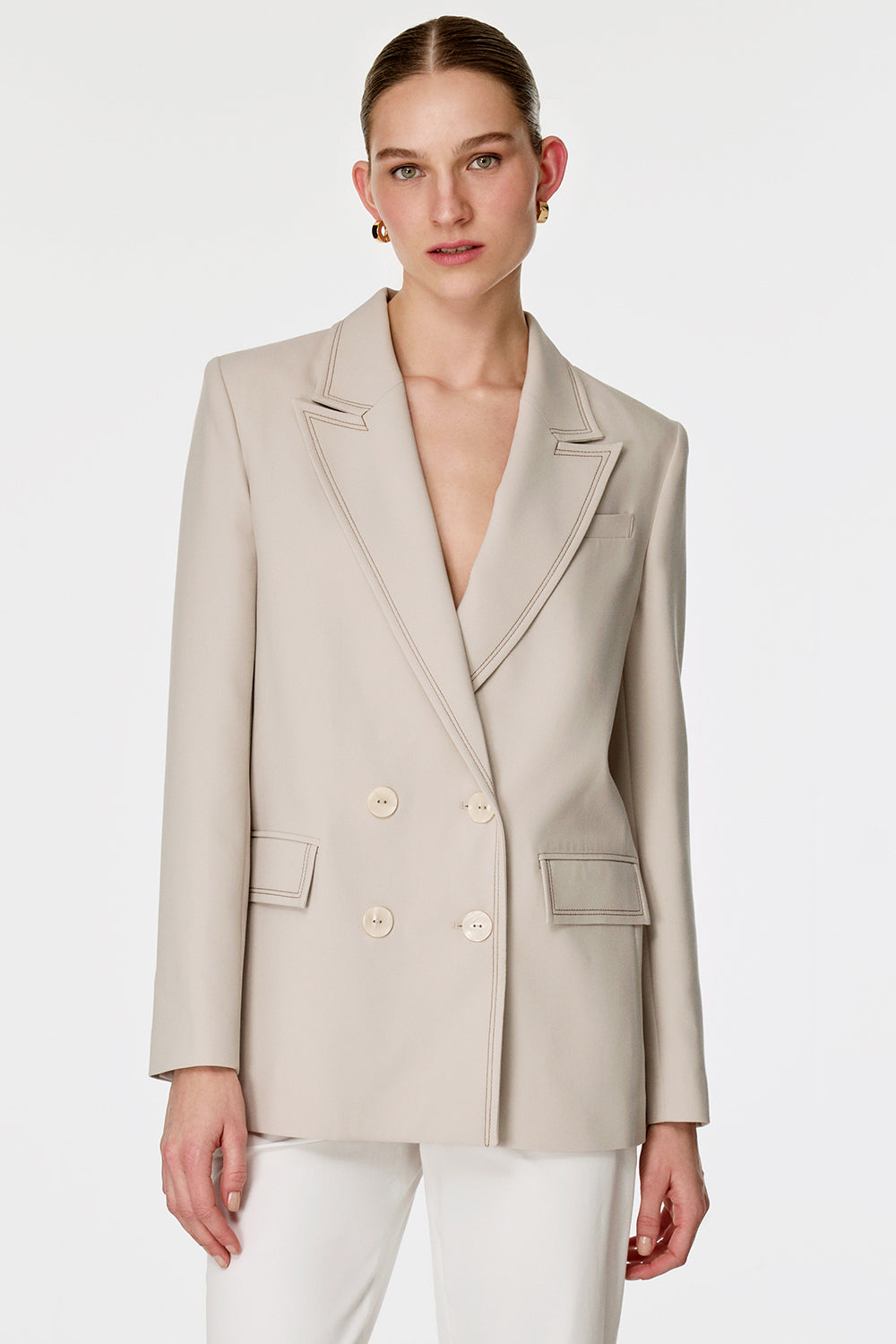 Dikiş Detaylı Kruvaze Ceket