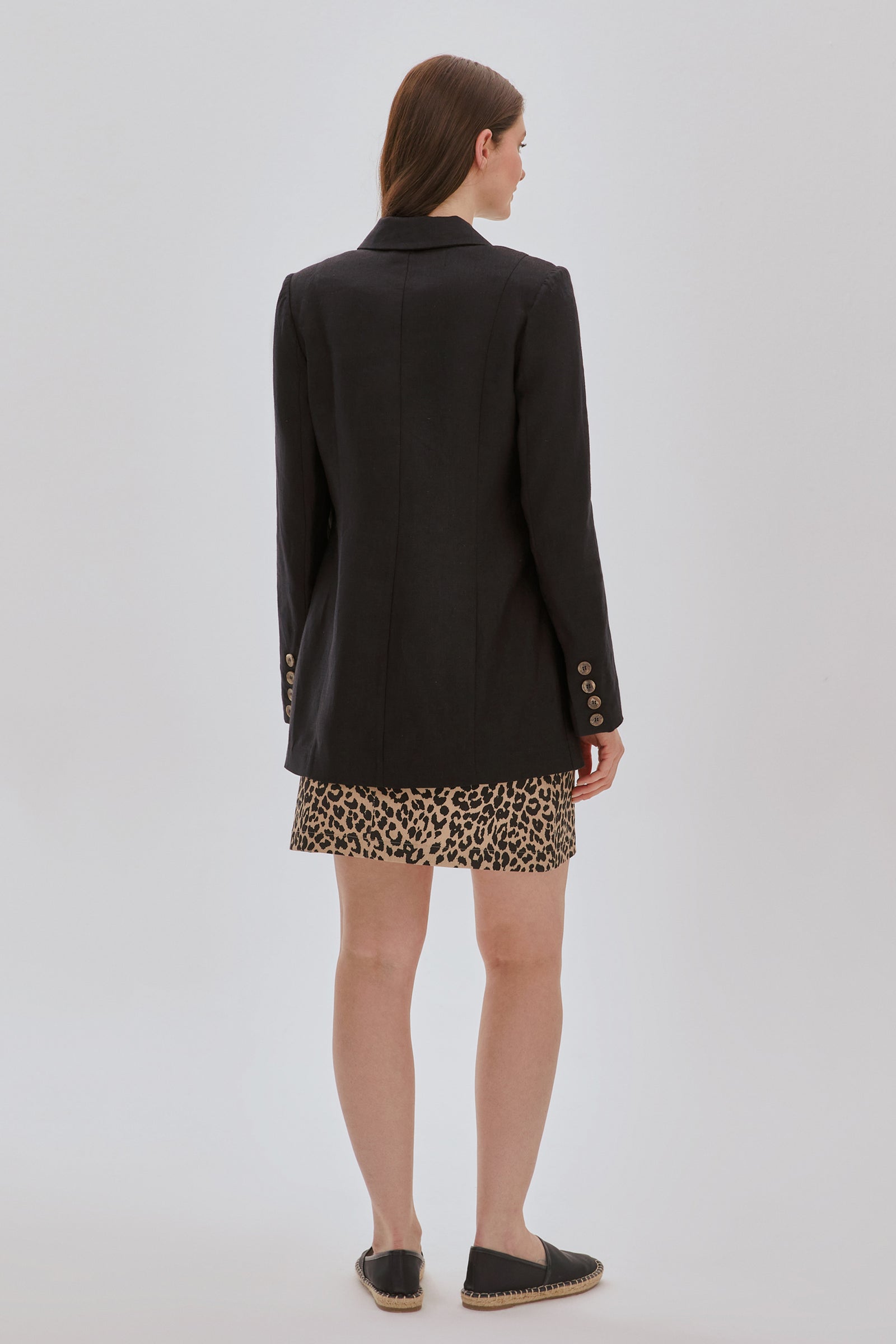 Cepli Keten Ceket SİYAH