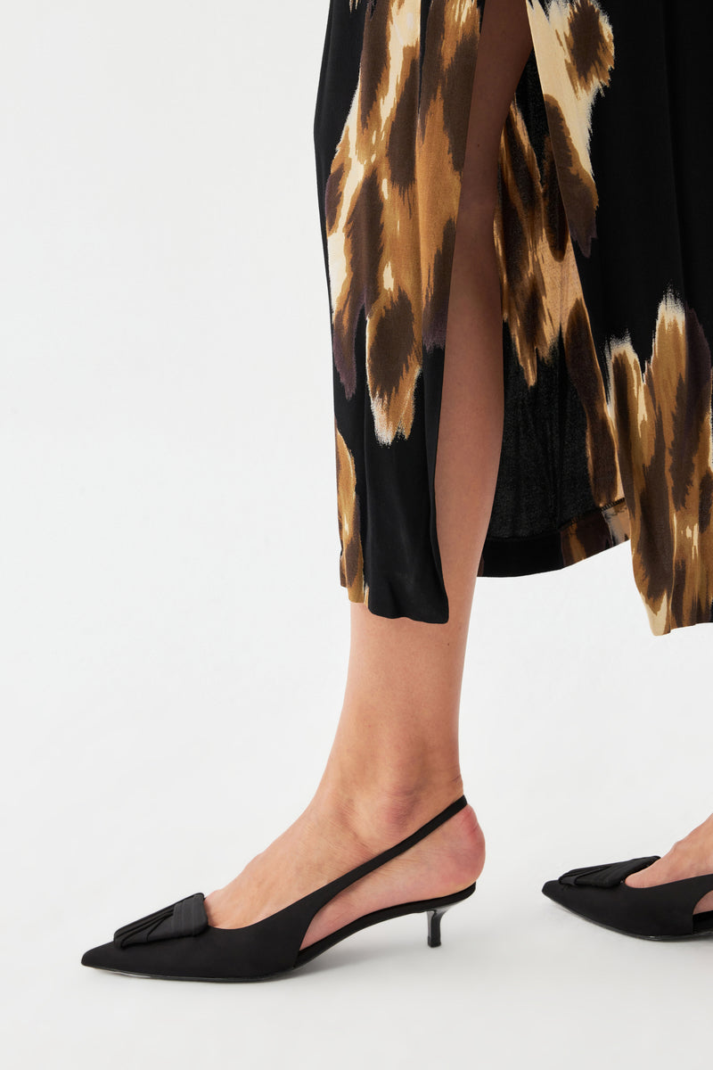 Desenli Maxi Elbise SİYAH