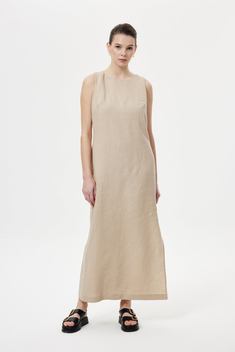 Regular-Fit Keten Elbise