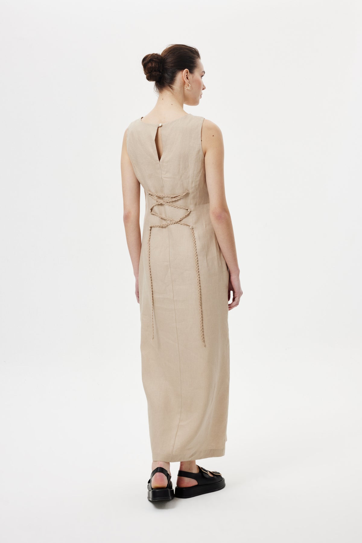 Regular-Fit Keten Elbise