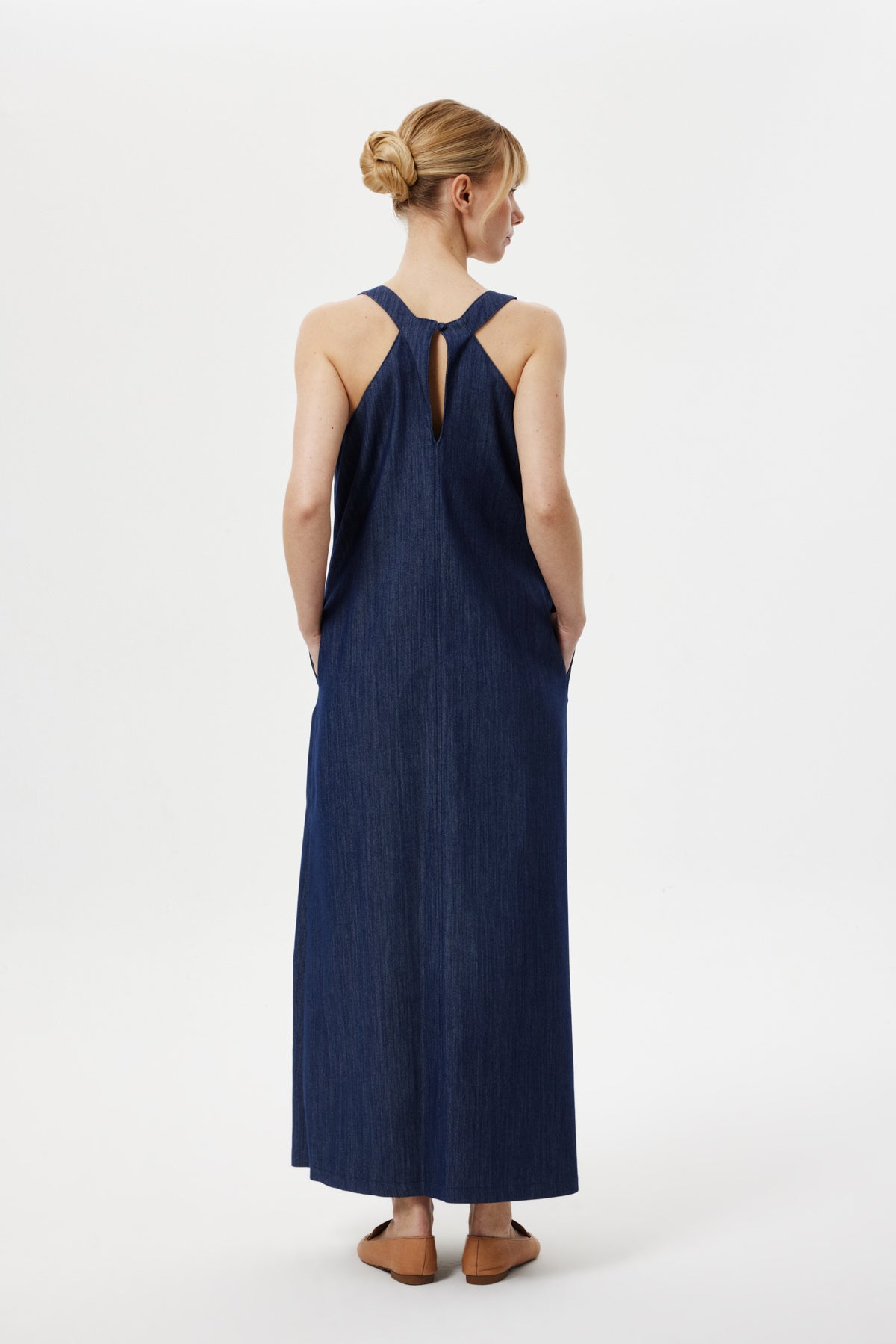 Denim Maxi Elbise LACİVERT