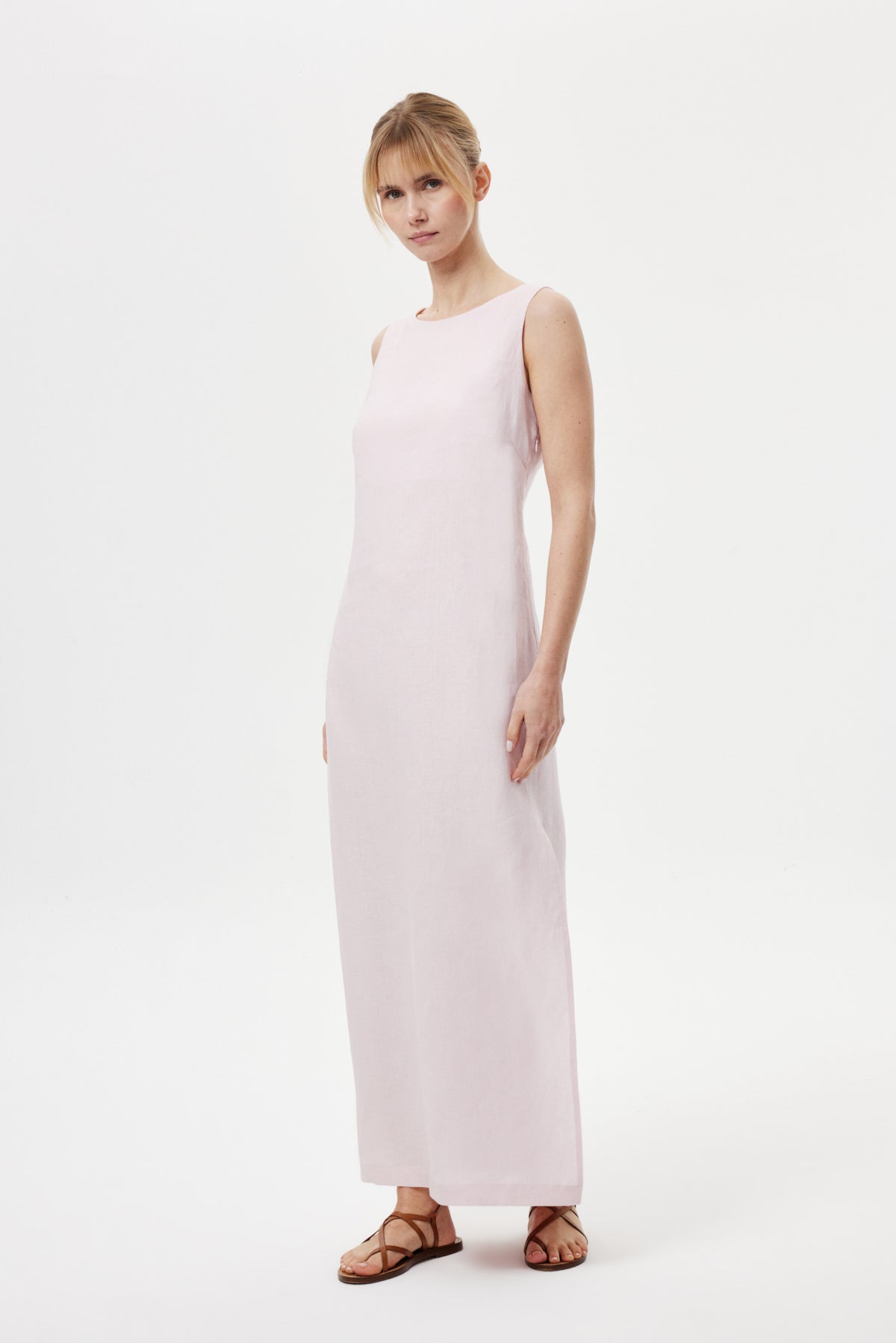 Regular-Fit Keten Elbise PUDRA