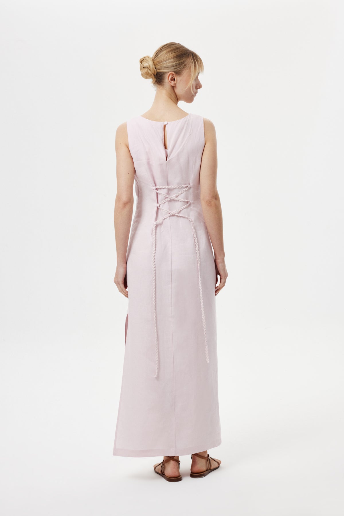 Regular-Fit Keten Elbise PUDRA