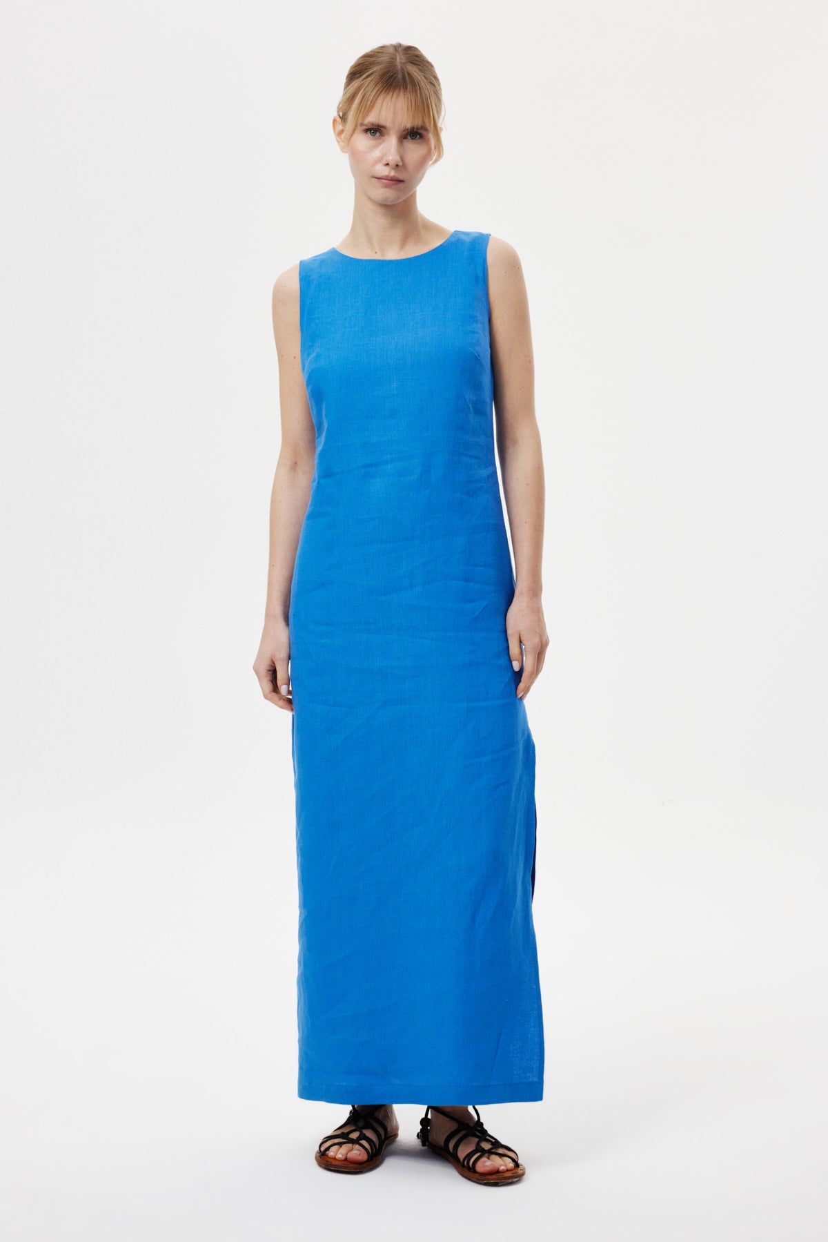 Regular-Fit Keten Elbise Saks