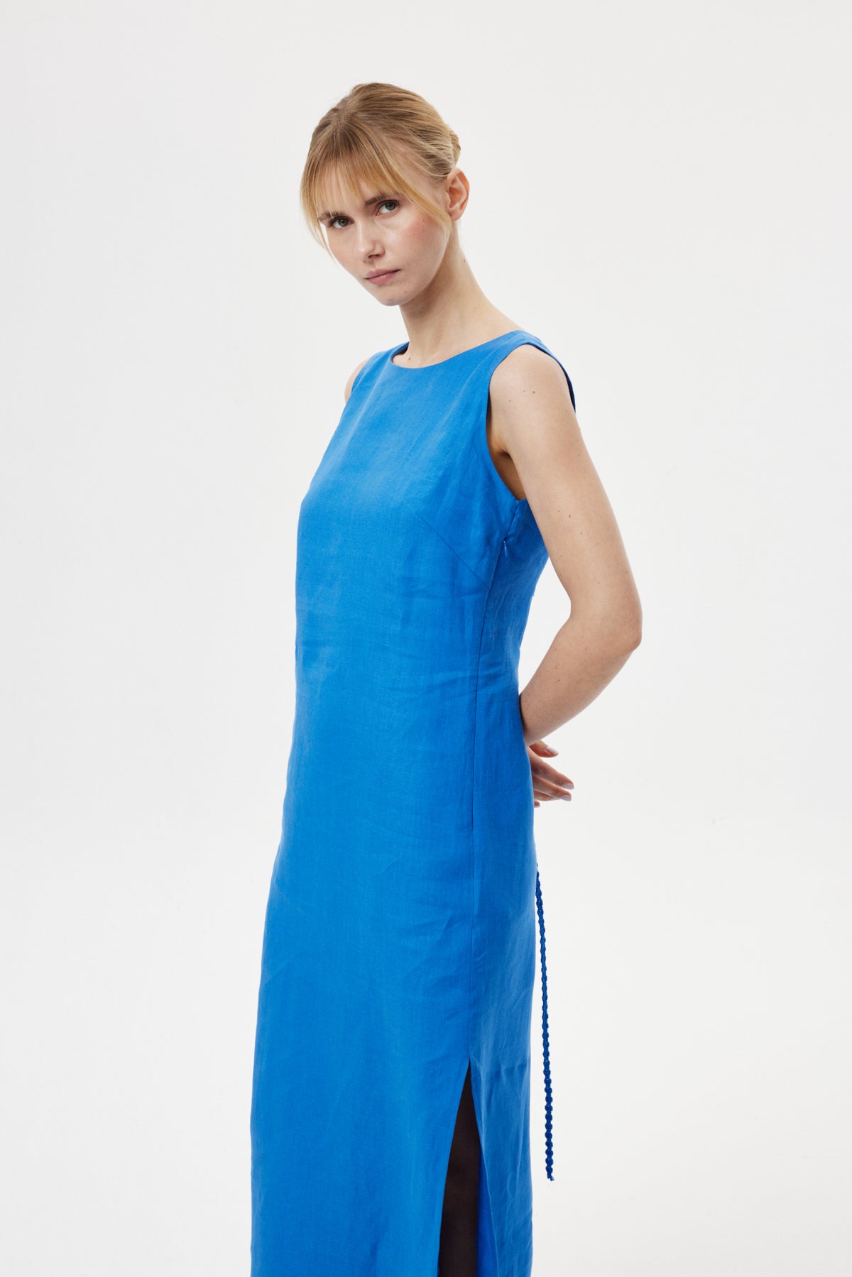 Regular-Fit Keten Elbise Saks