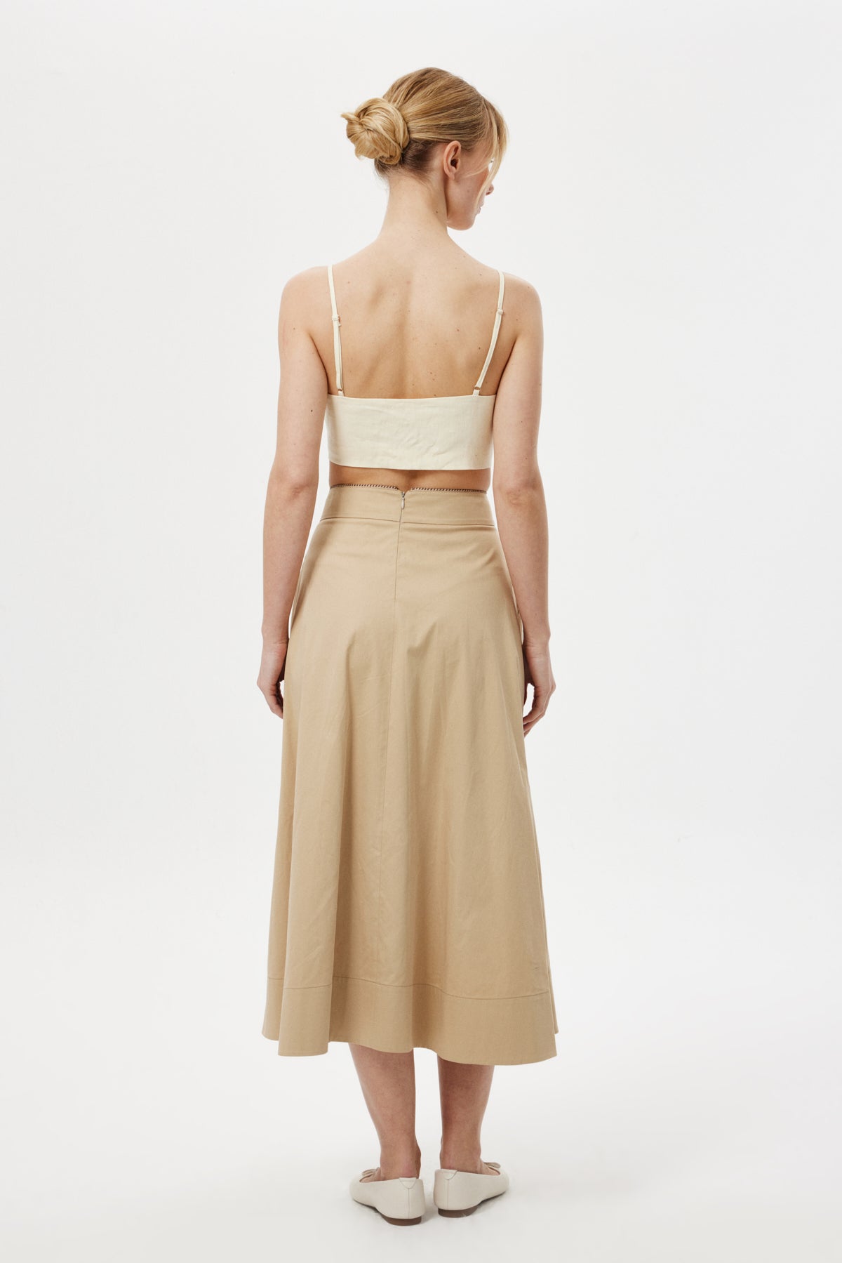 Pileli Midi Etek Camel