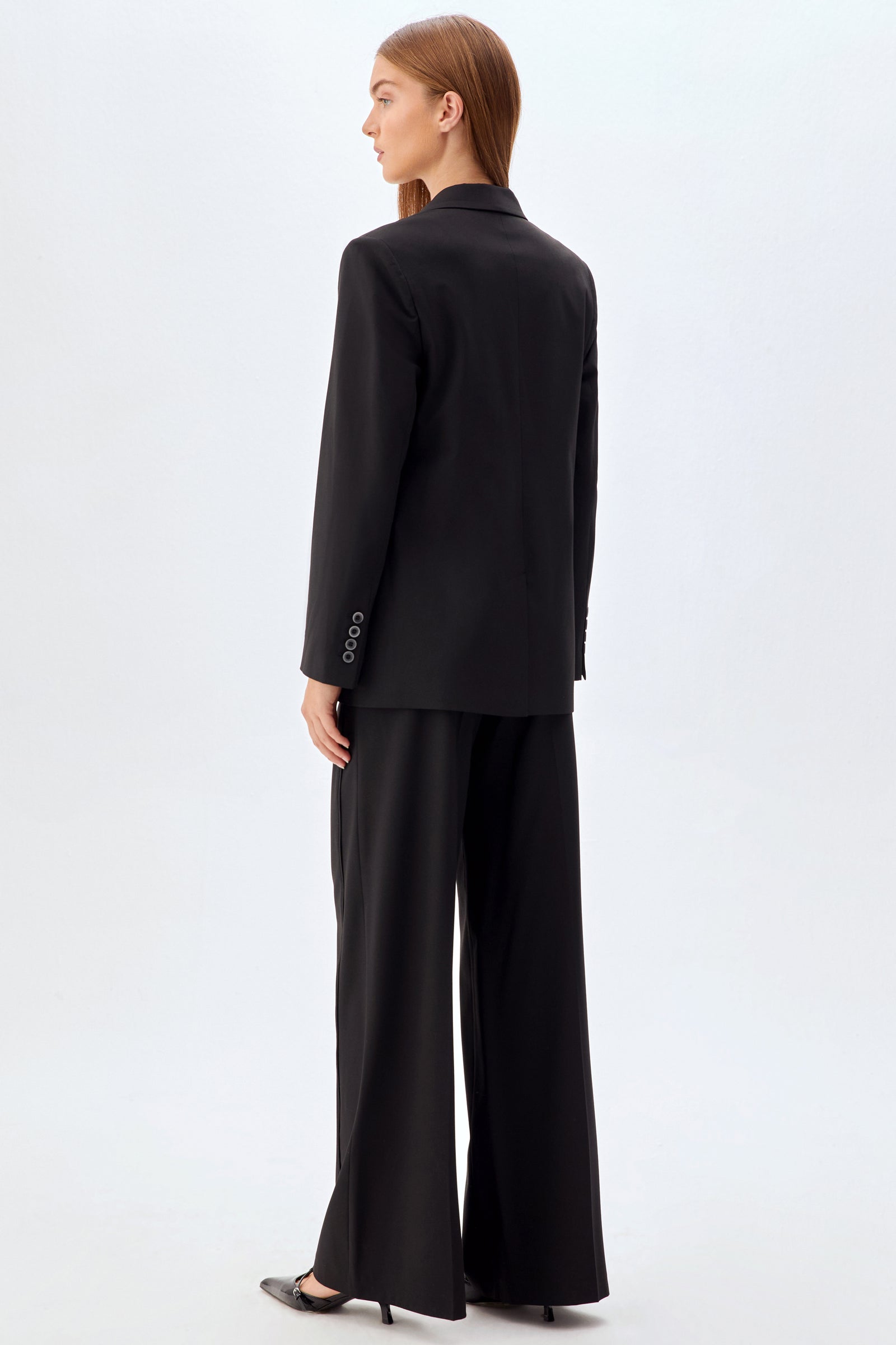 Geniş Paça Pantolon Ceket Takım SİYAH