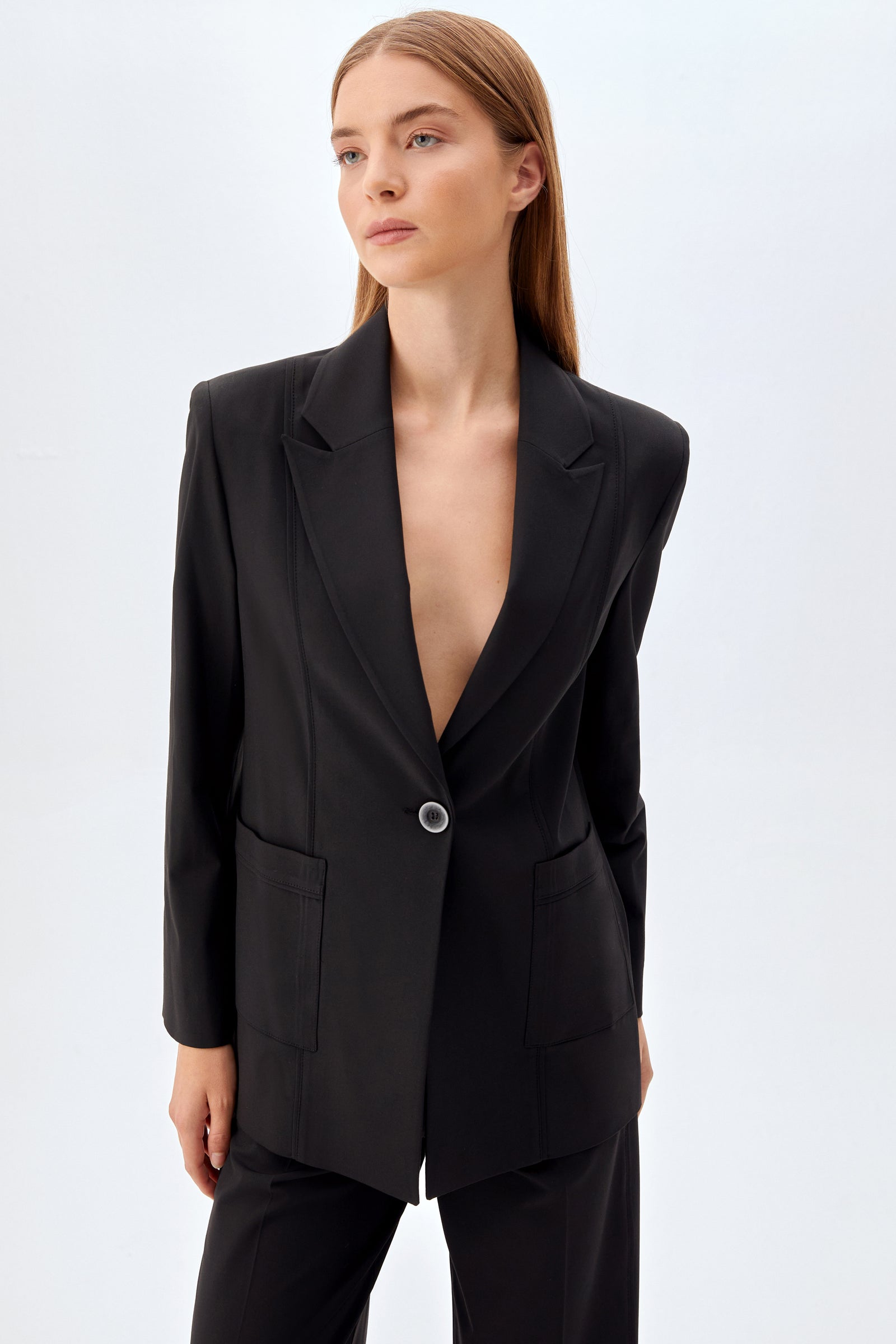 Geniş Paça Pantolon Ceket Takım SİYAH