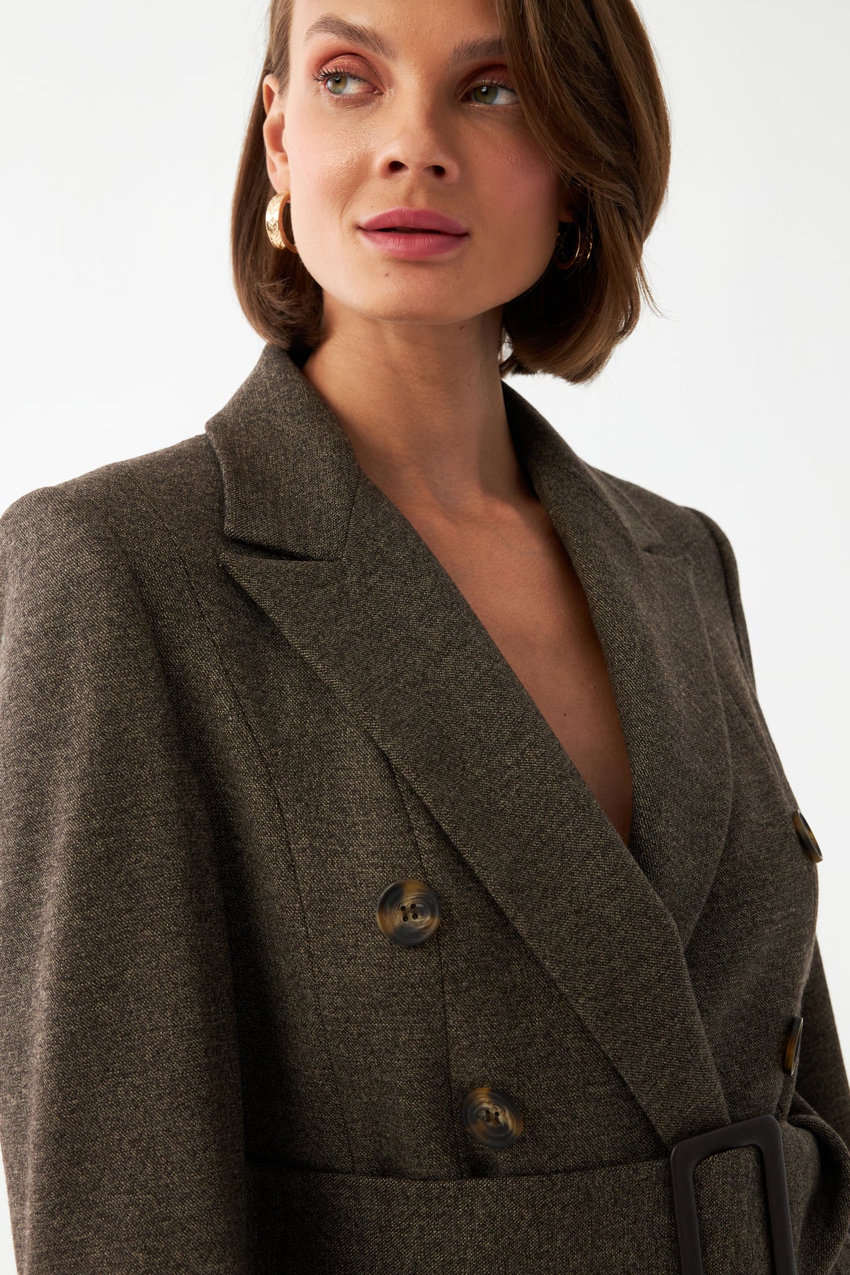 Kadın Kuşaklı Kruvaze Blazer Ceket